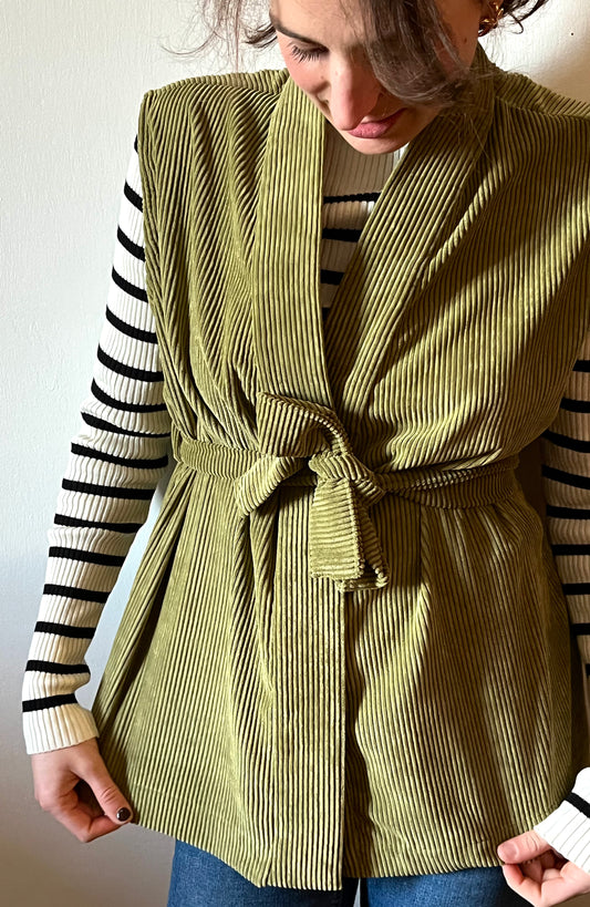 Smanicato in velluto pistacchio