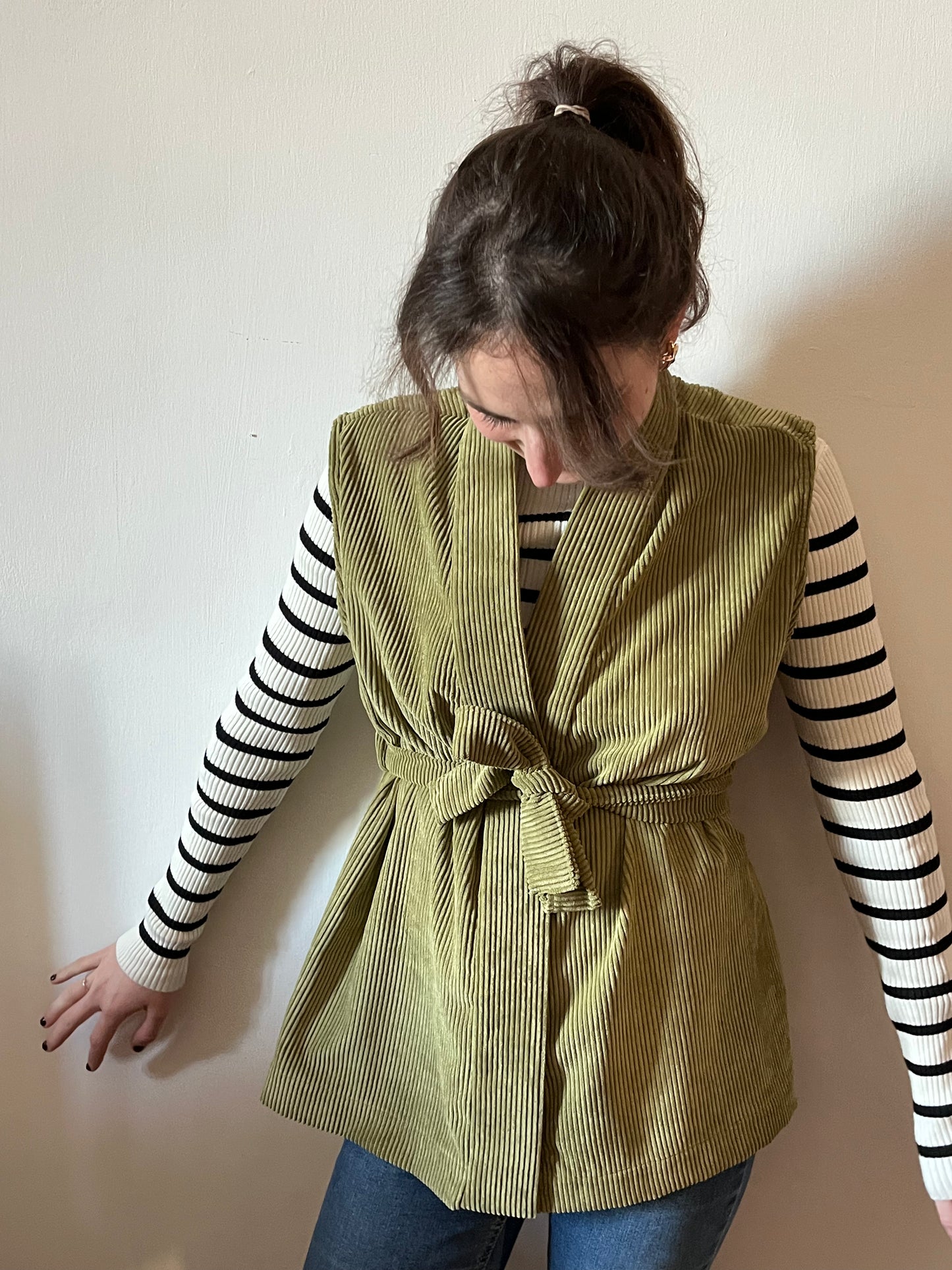 Smanicato in velluto pistacchio