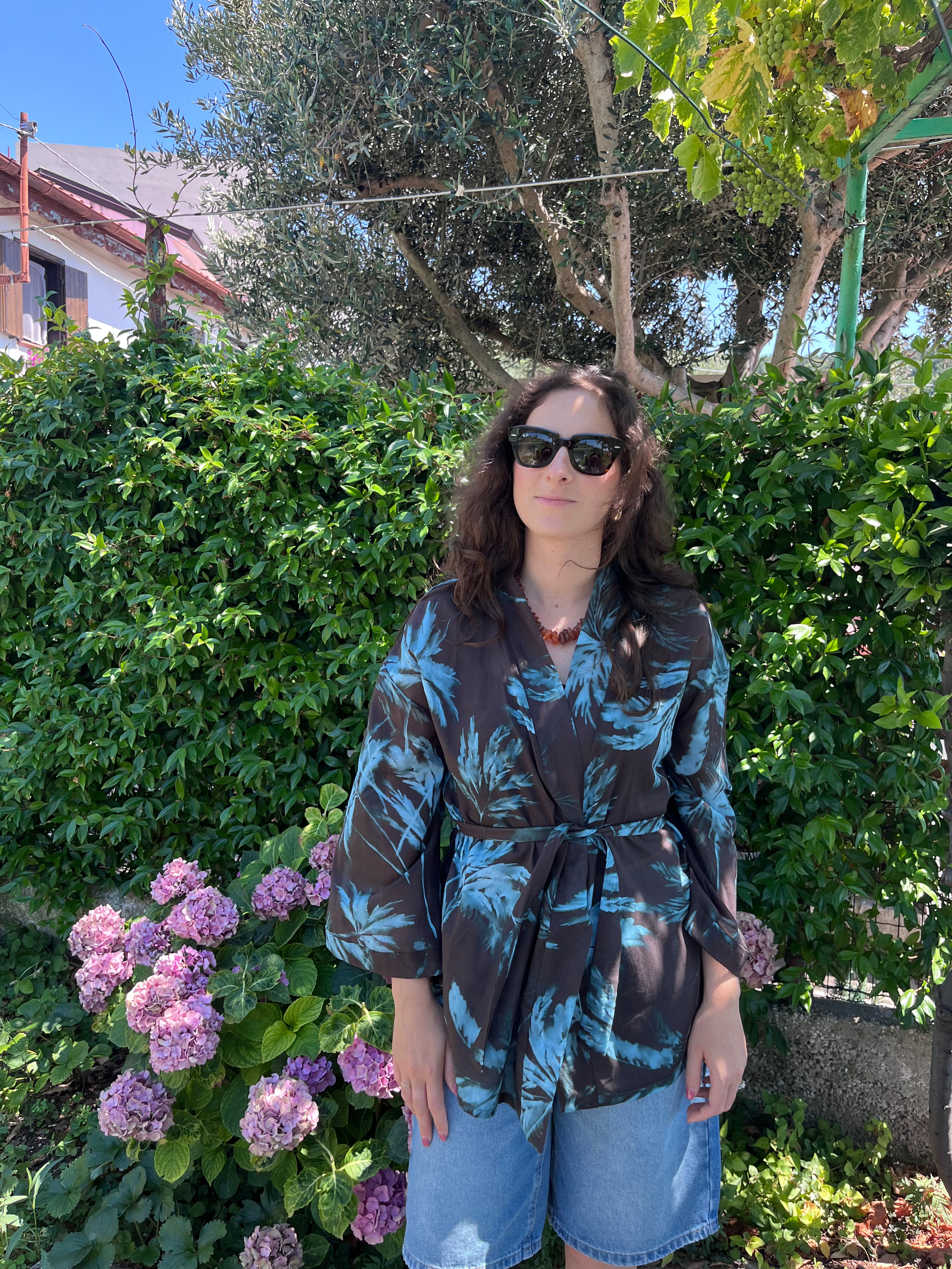 Kimono in cotone palme
