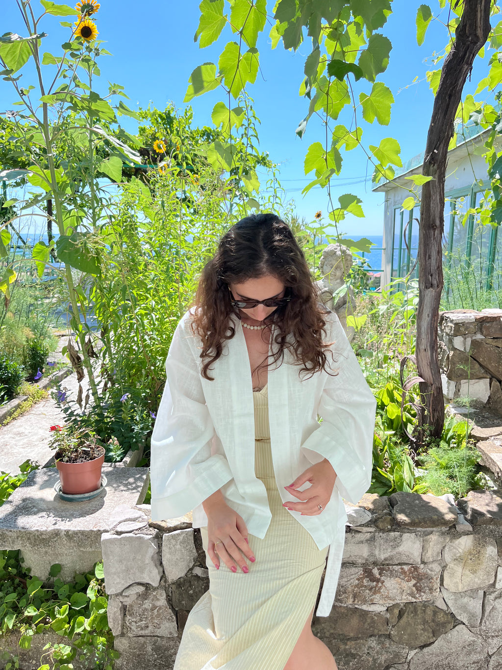 Kimono in lino bianco