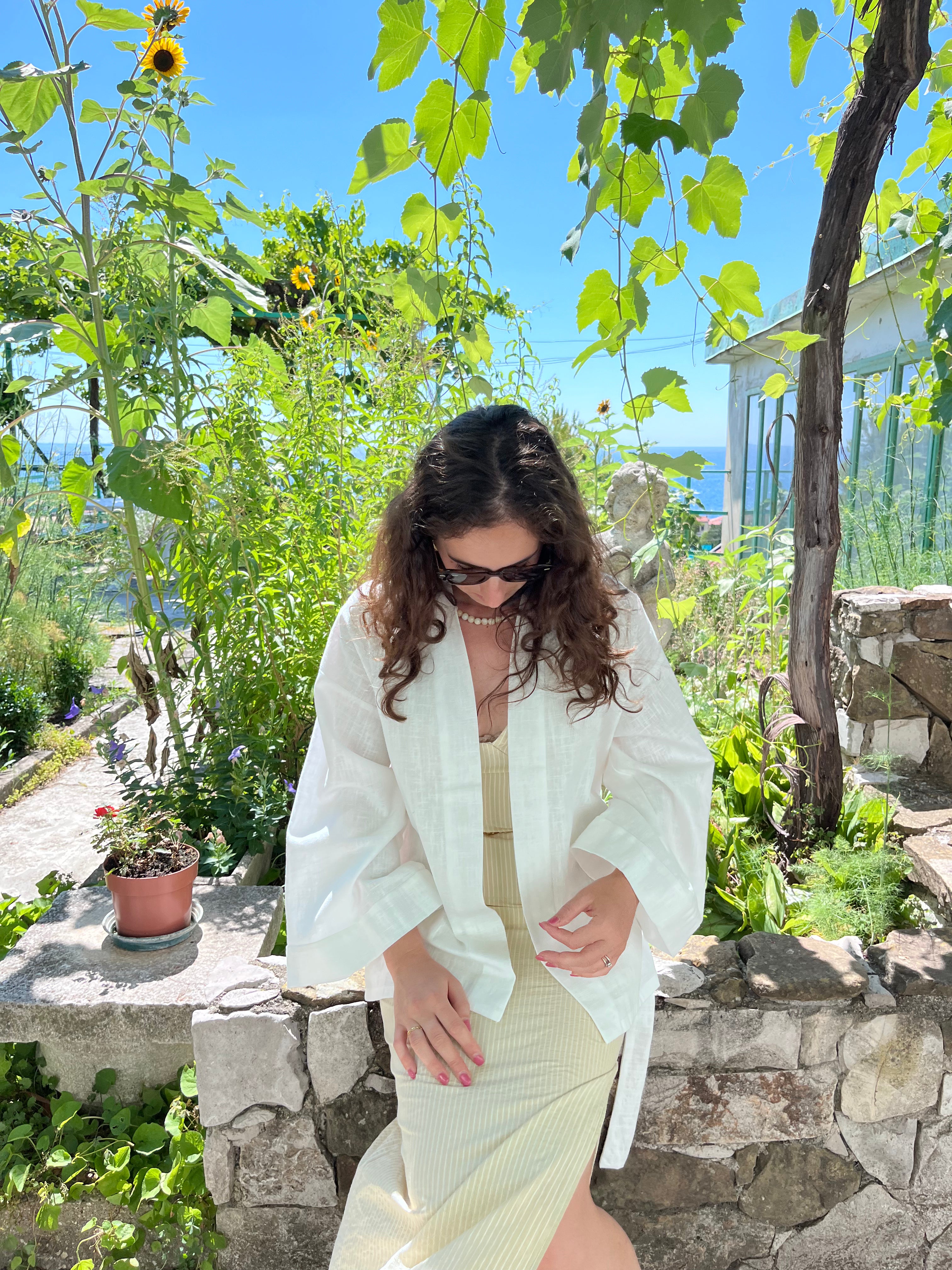 Kimono in lino bianco