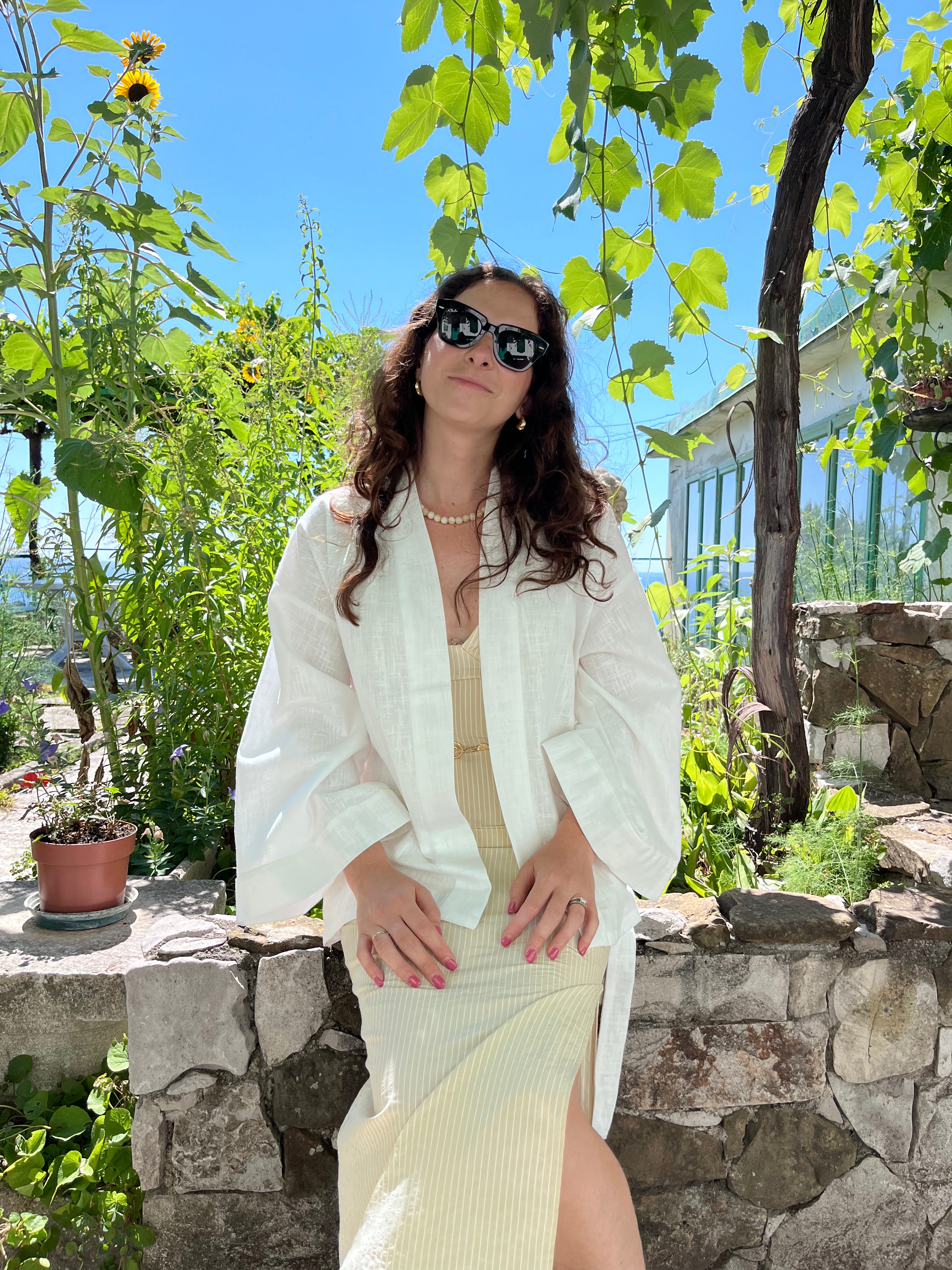 Kimono in lino bianco