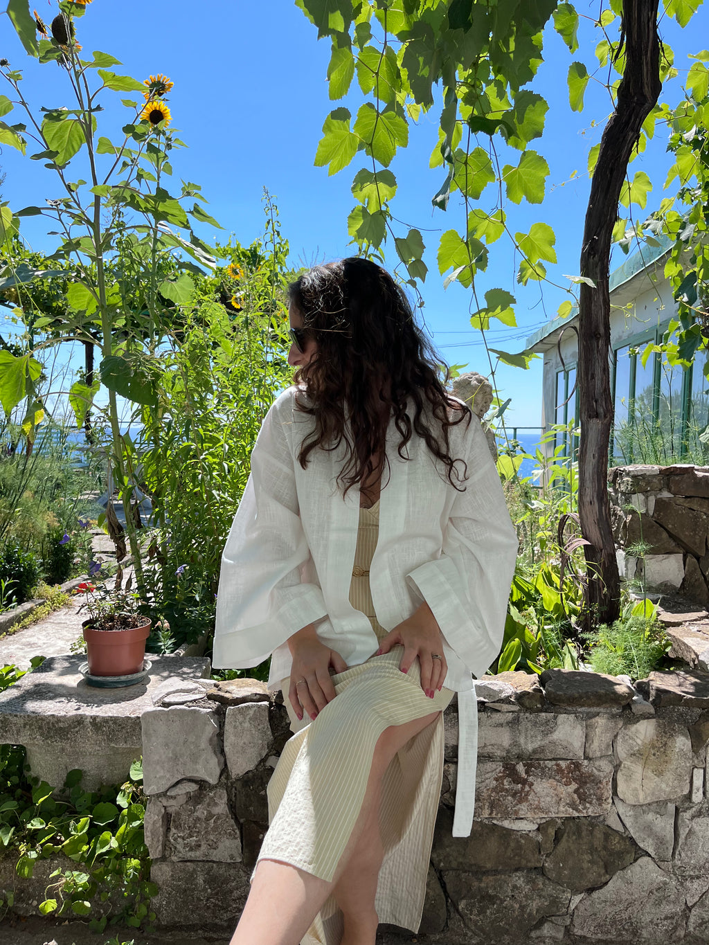 Kimono in lino bianco