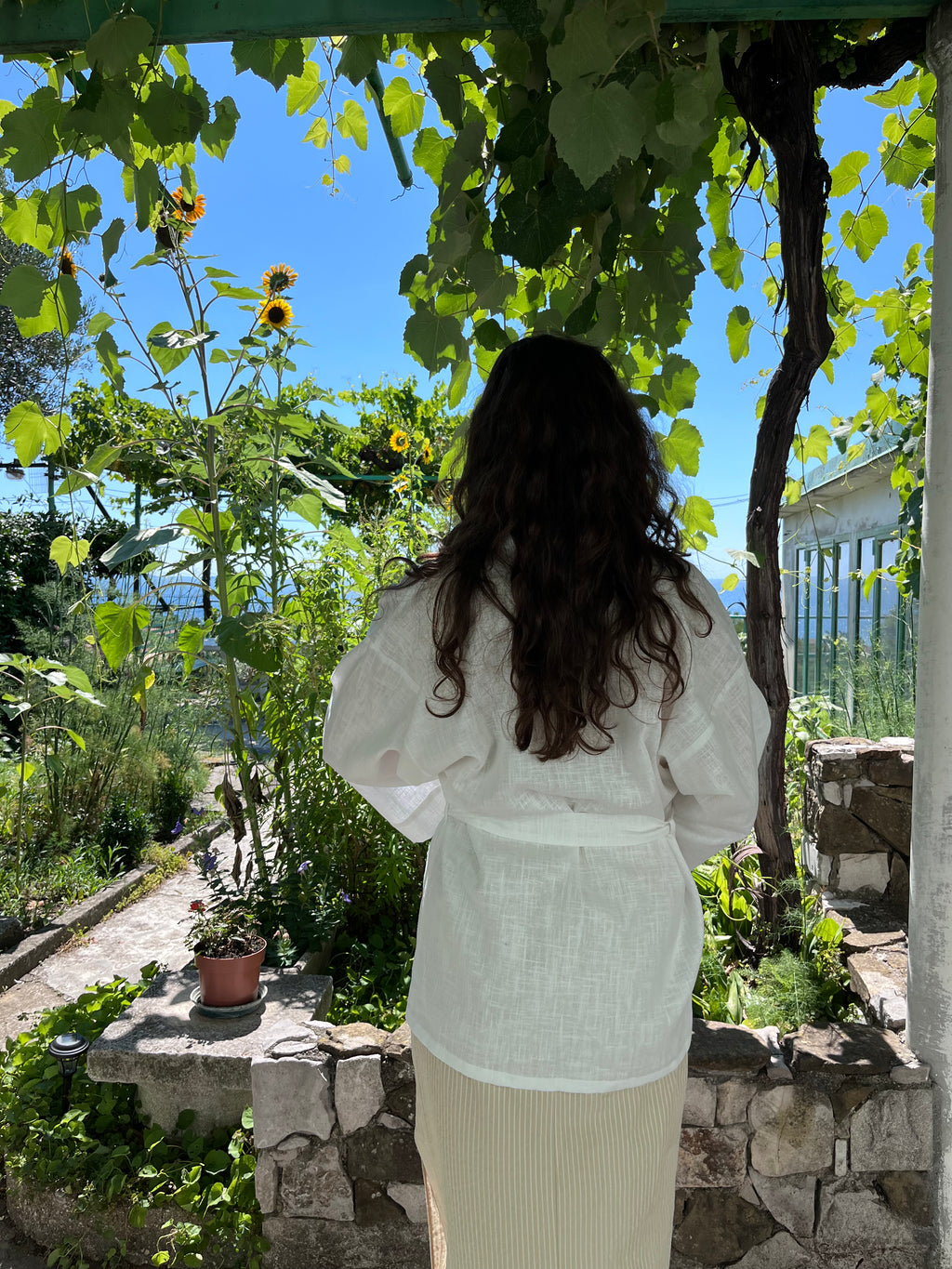 Kimono in lino bianco