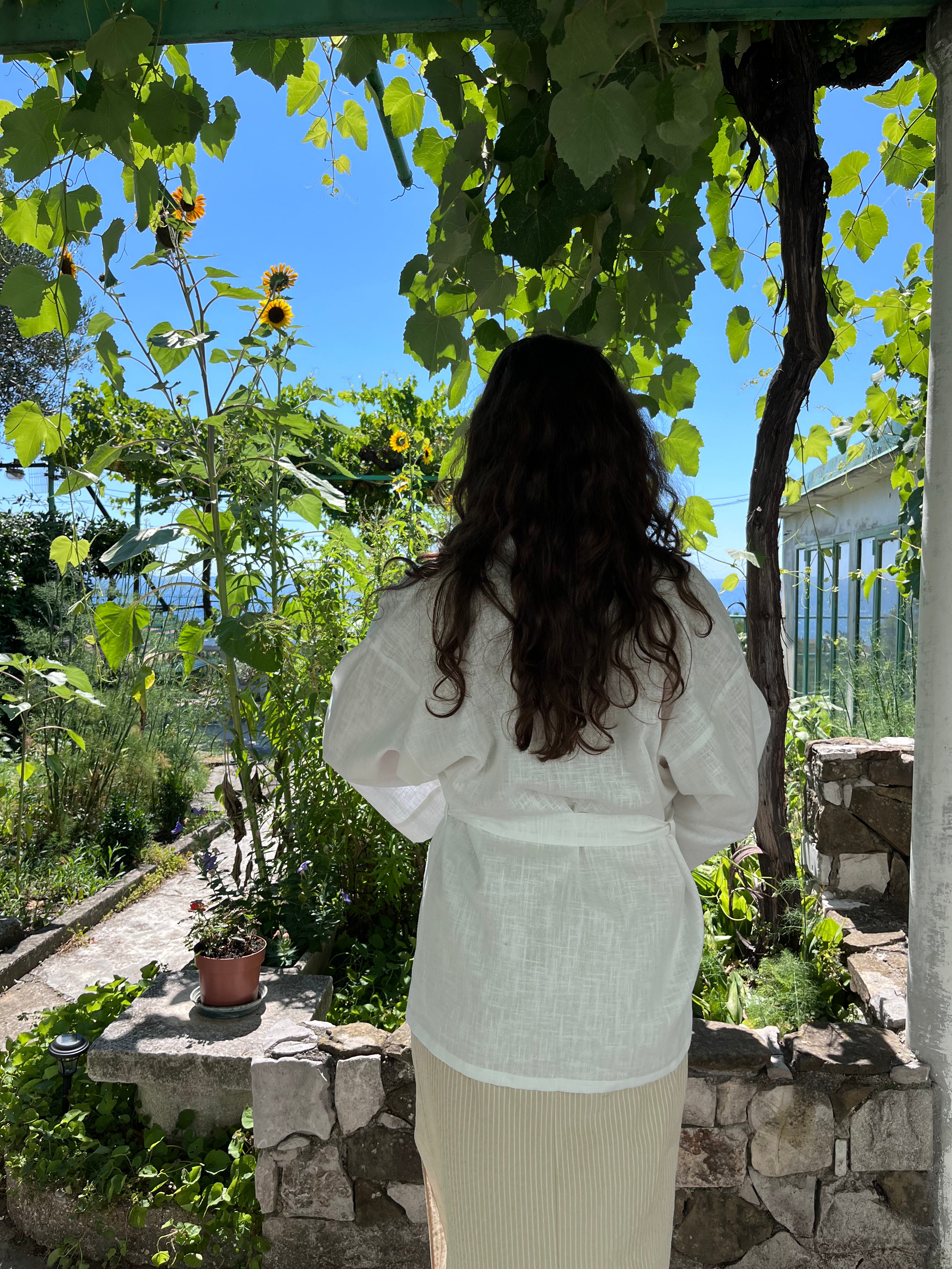 Kimono in lino bianco