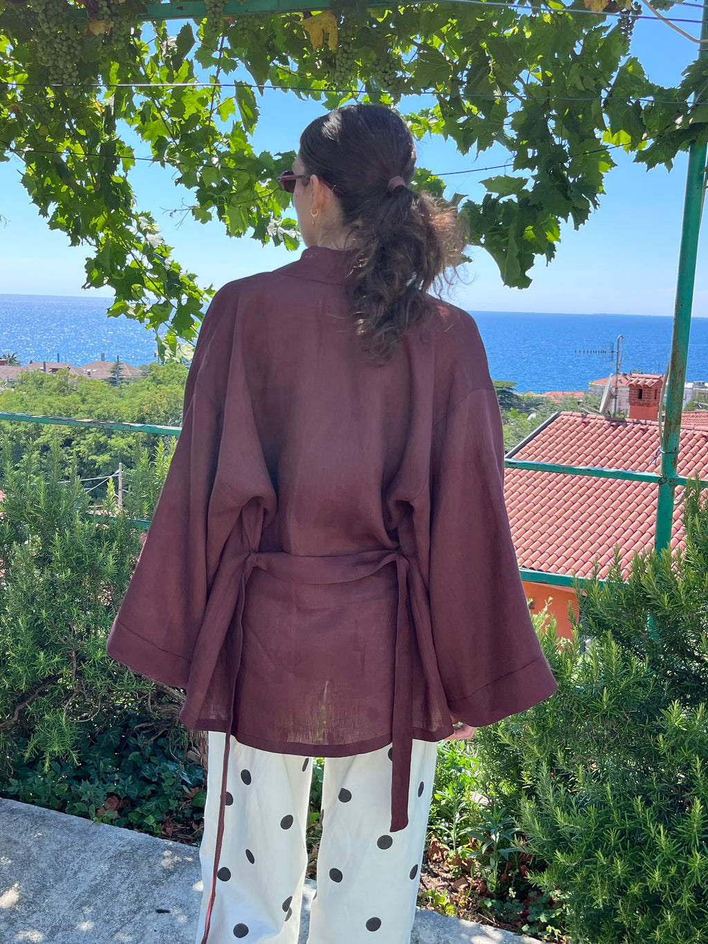 Kimono in lino cioccolato