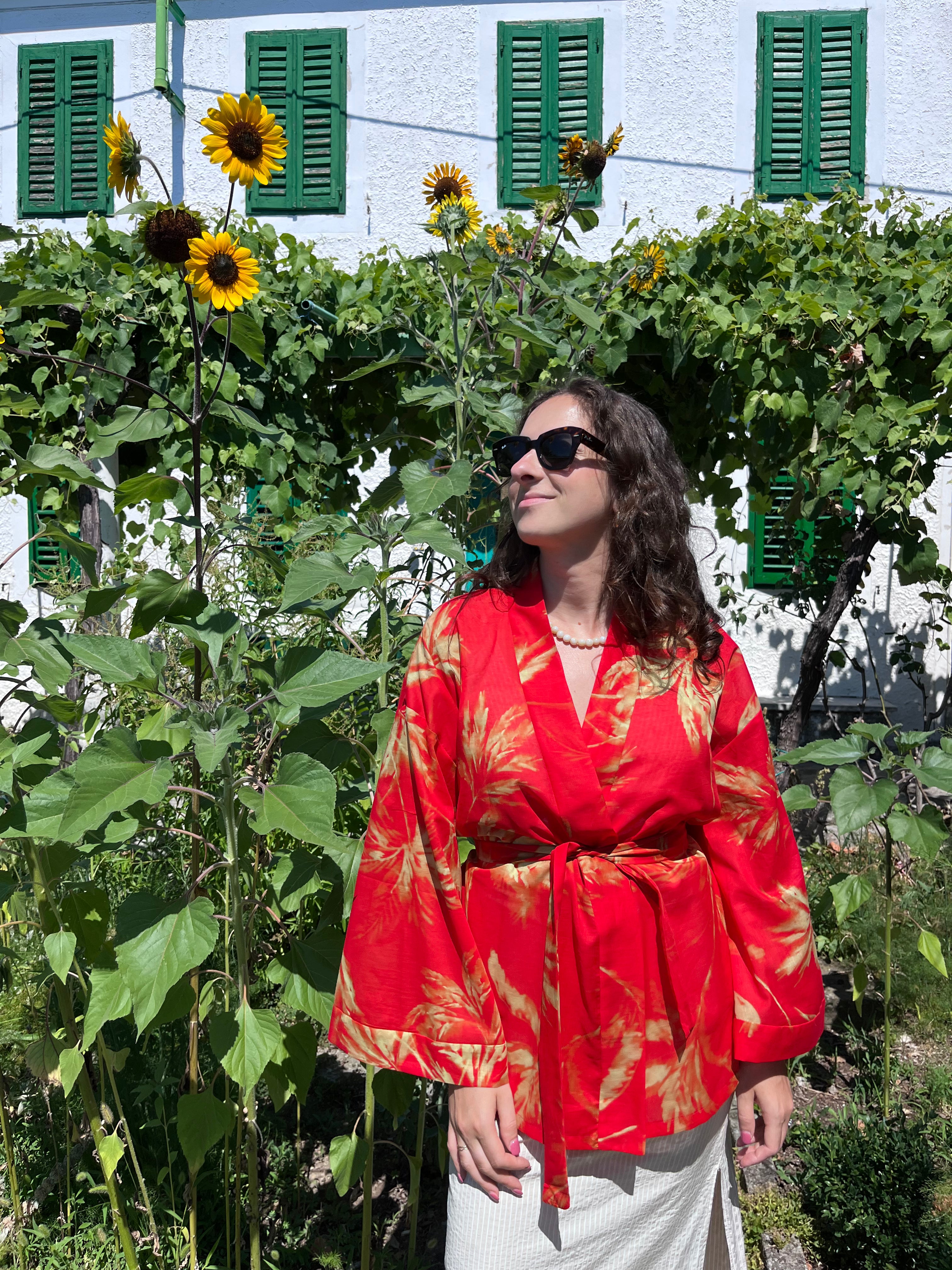 Kimono in cotone palme