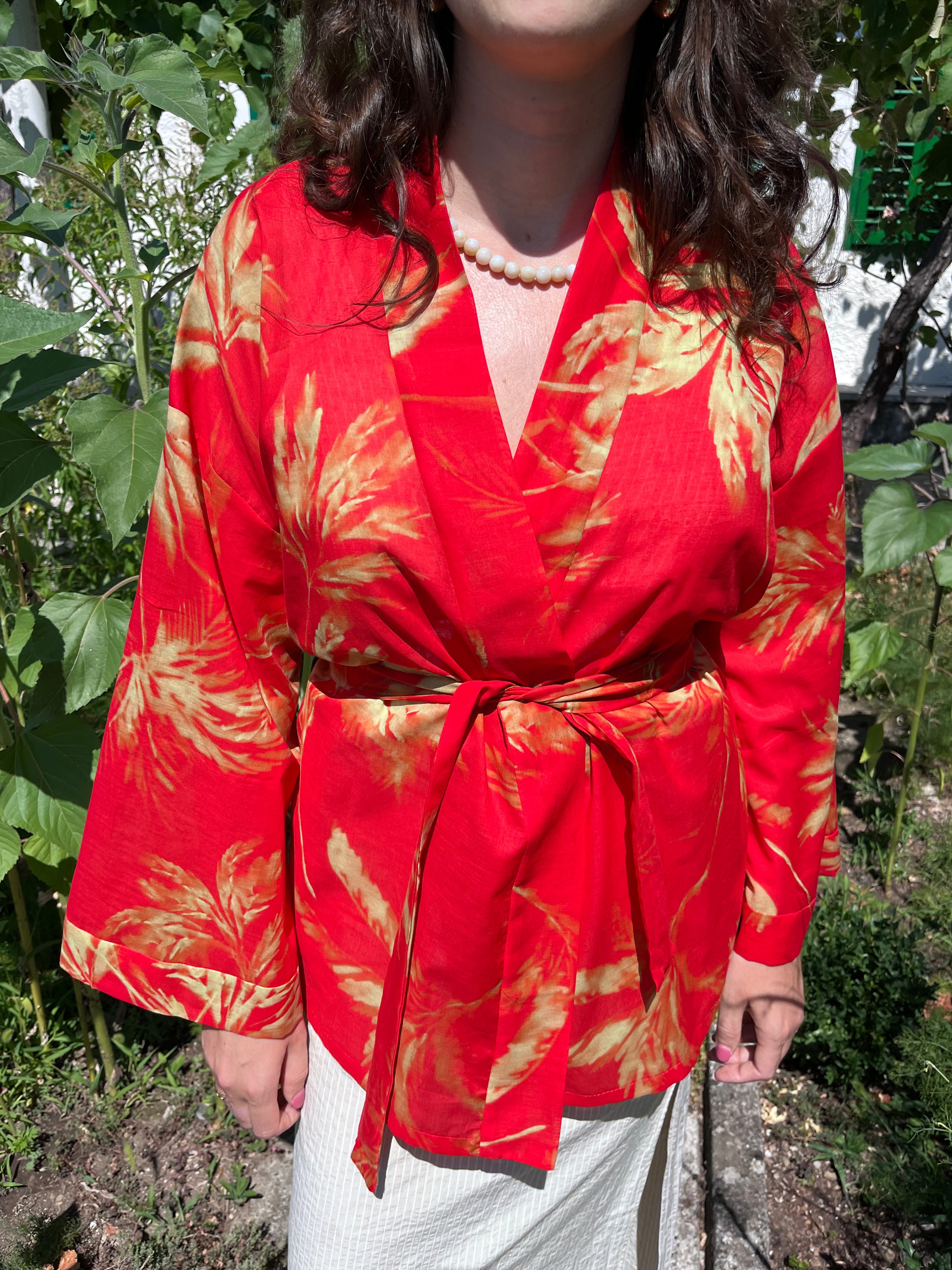 Kimono in cotone palme