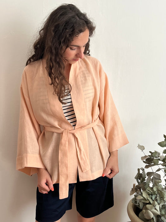 Kimono in lino Salmone