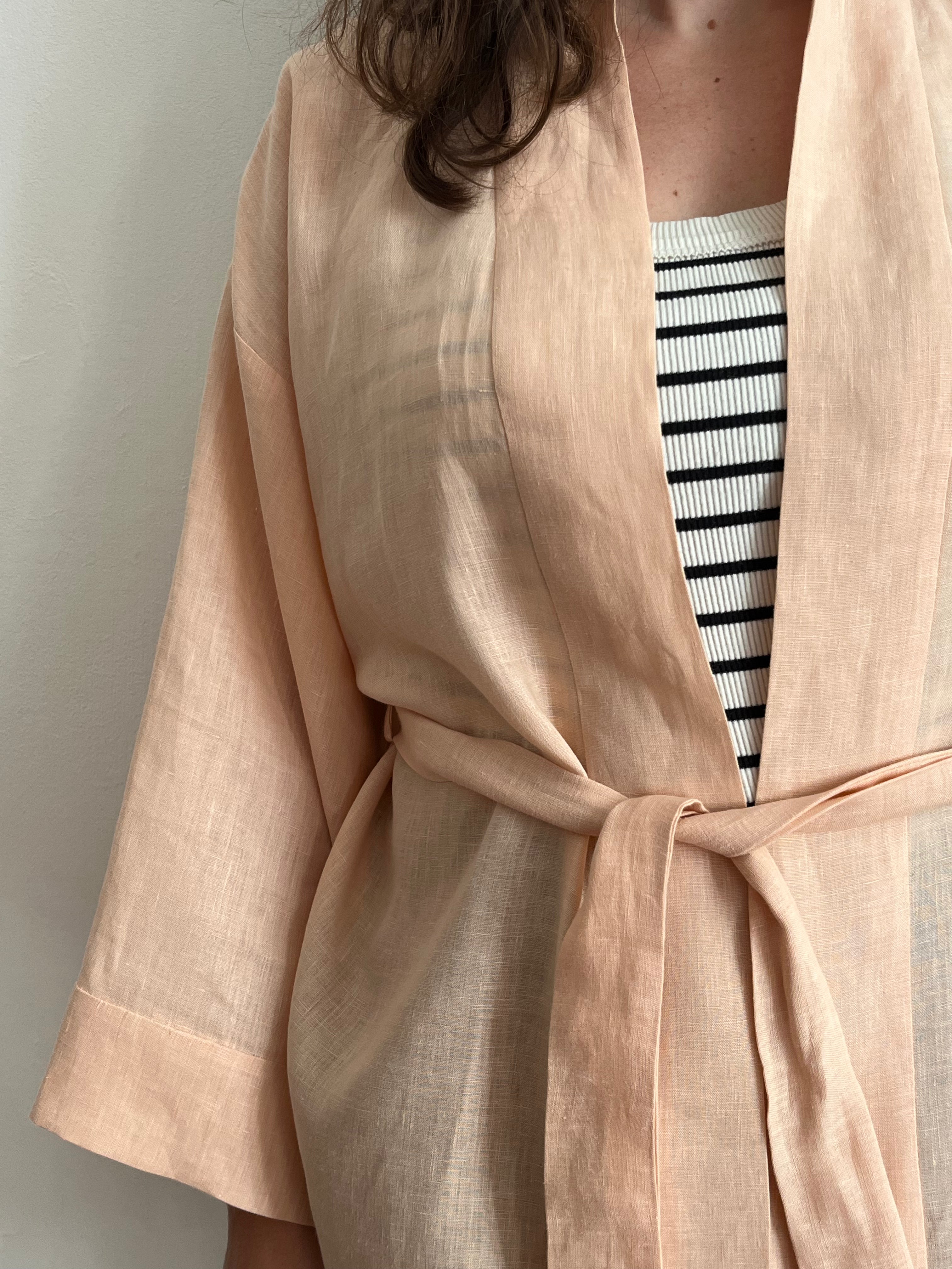 Kimono in lino Salmone
