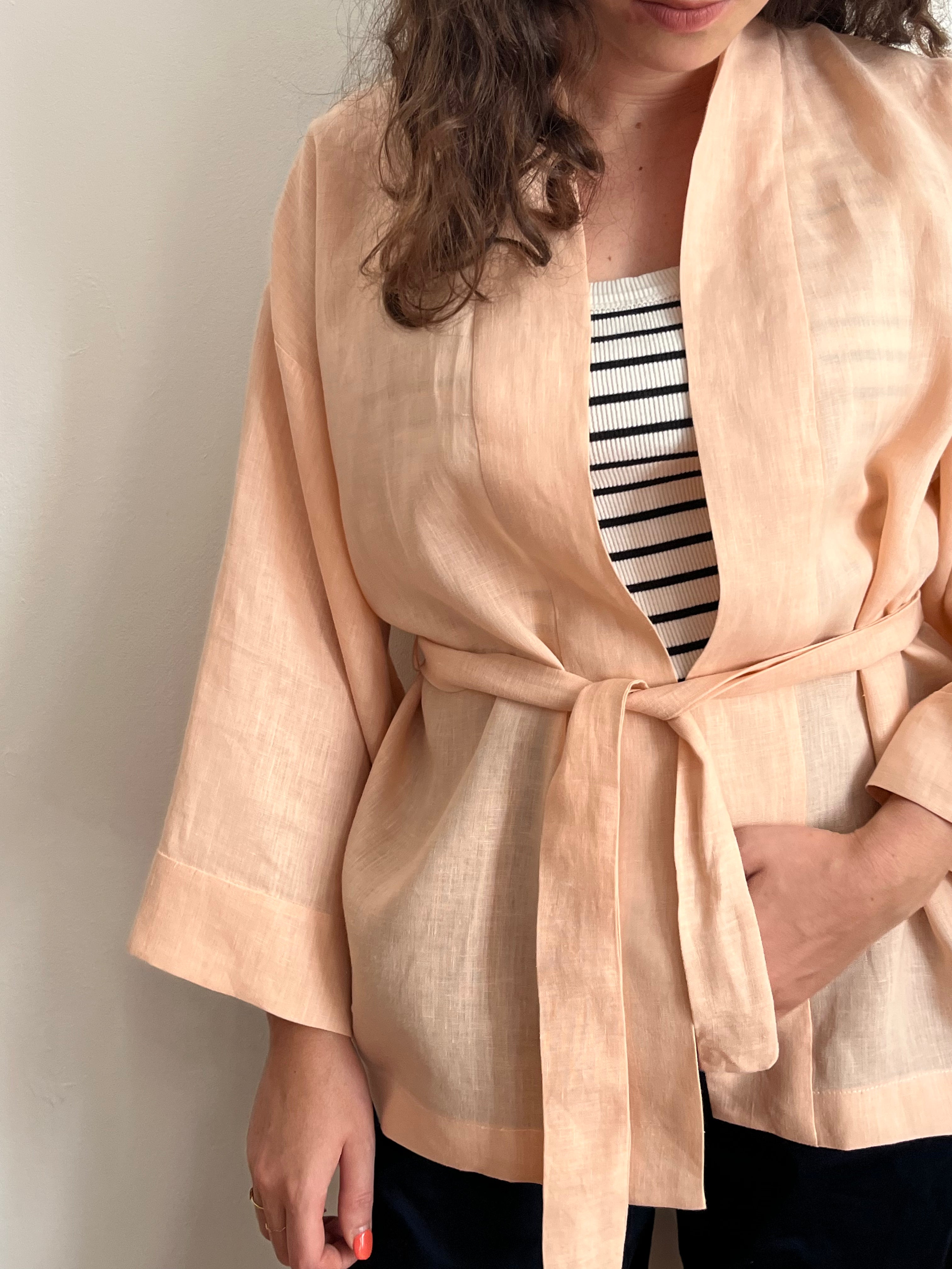 Kimono in lino Salmone