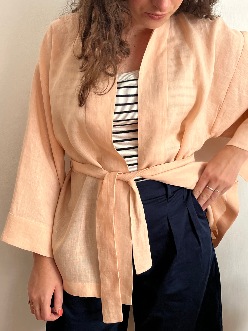 Kimono in lino Salmone