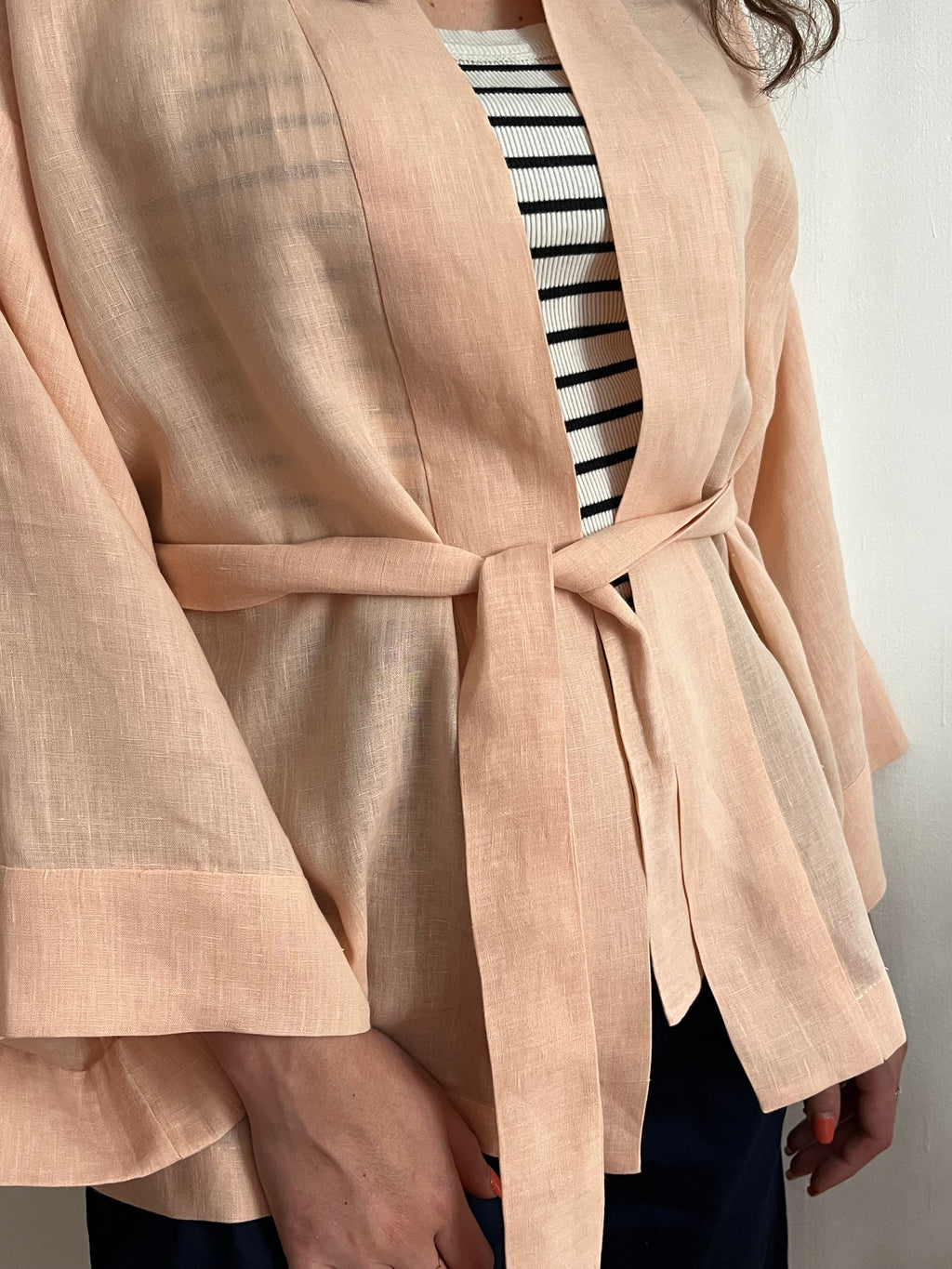 Kimono in lino Salmone