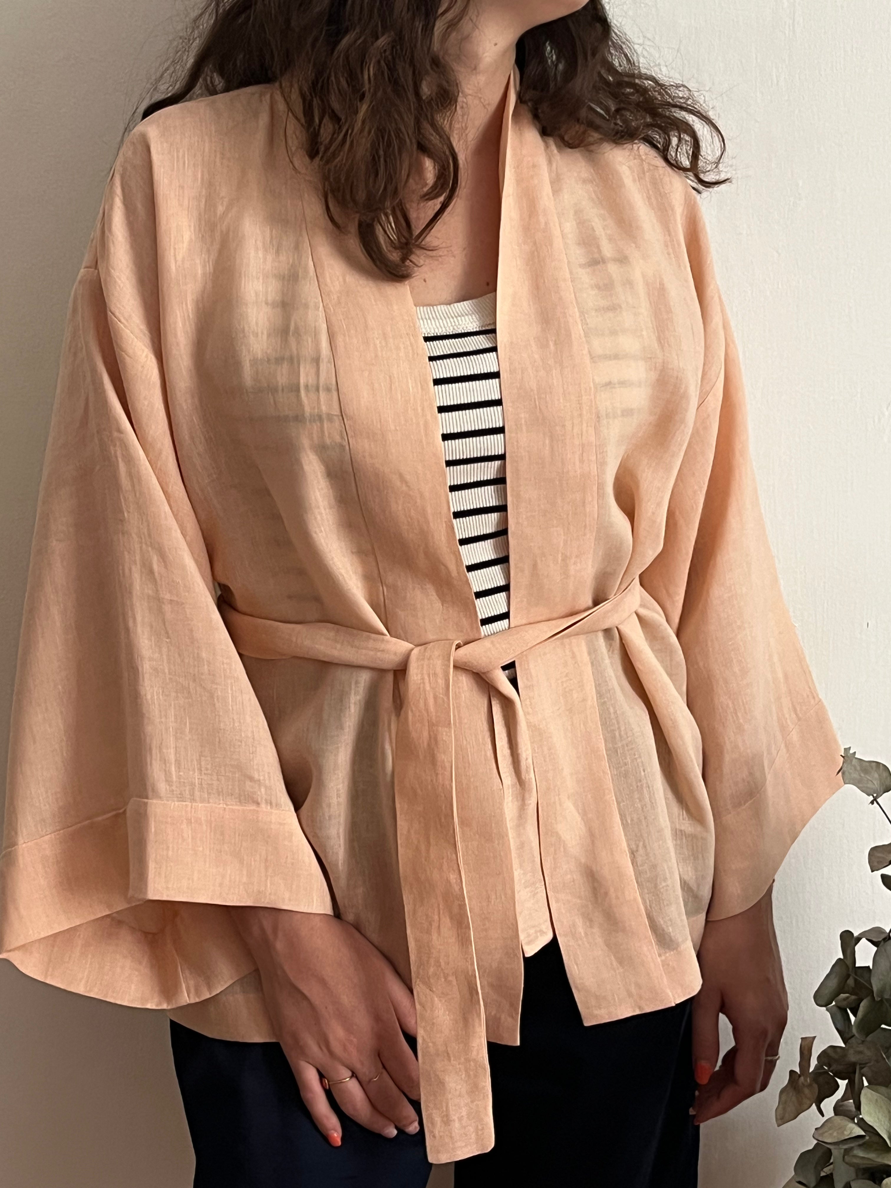 Kimono in lino Salmone