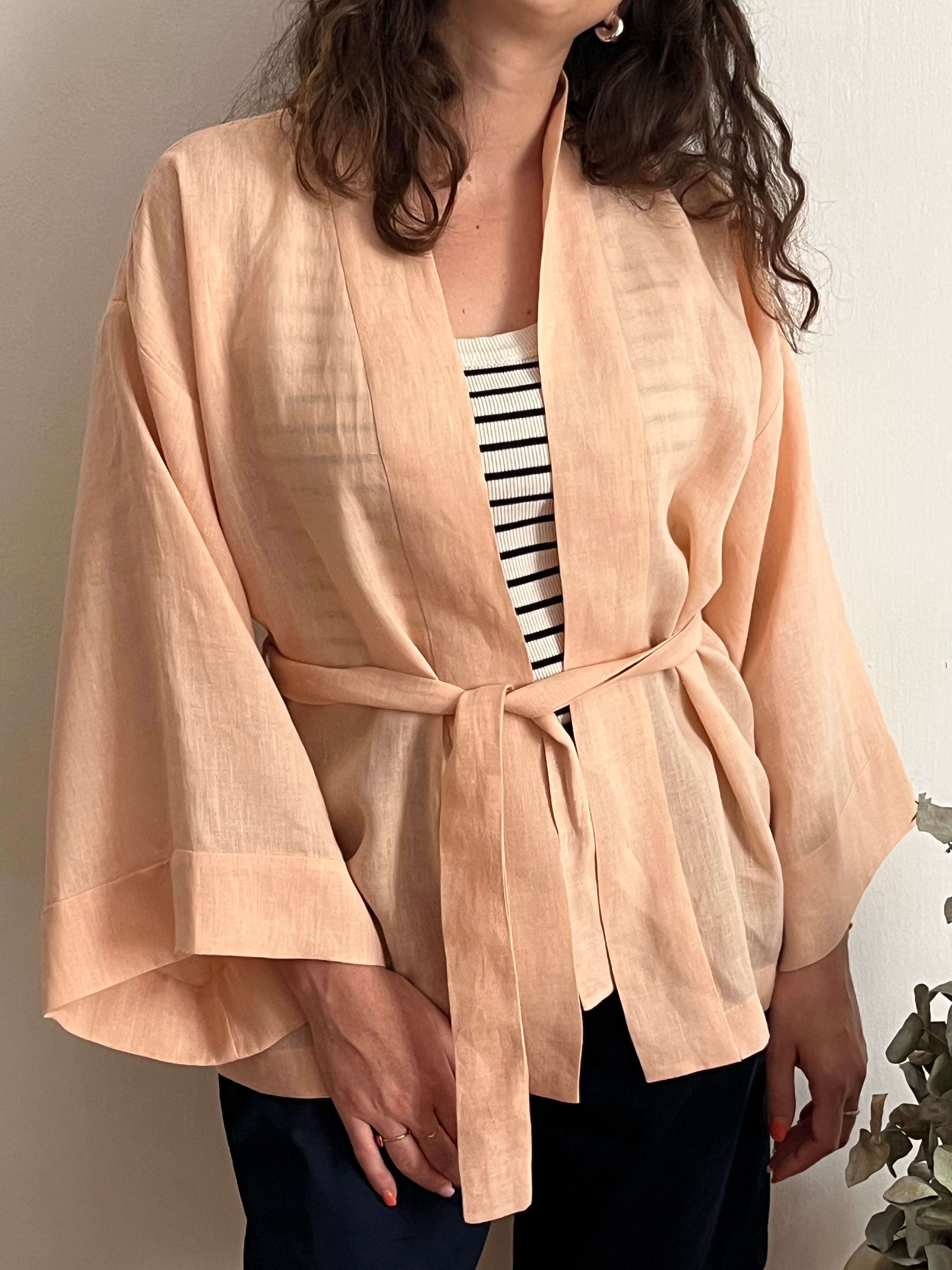 Kimono in lino Salmone