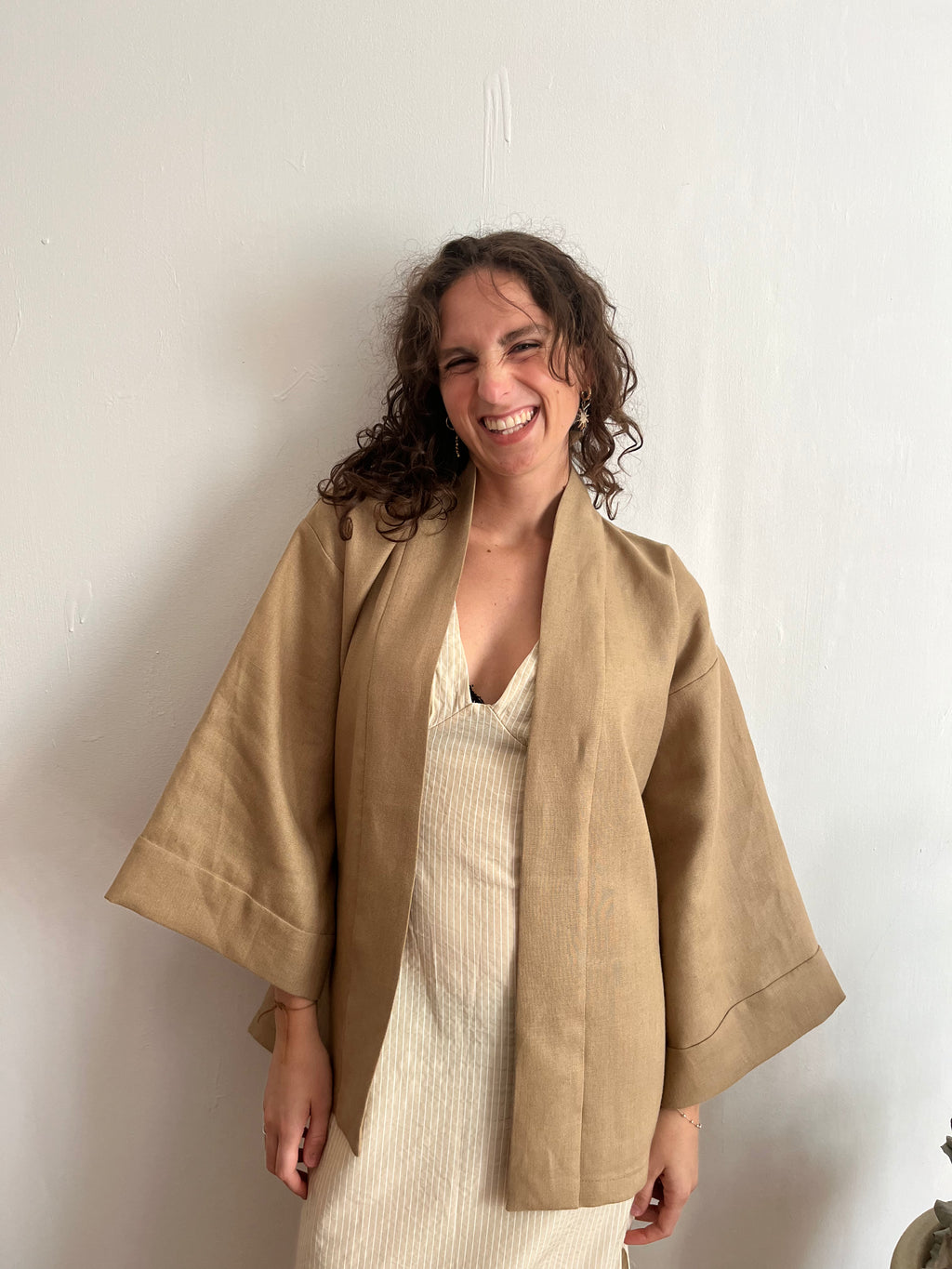 Kimono in lino Nocciola