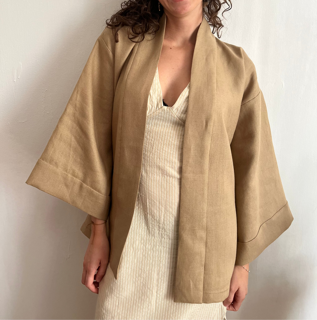 Kimono in lino Nocciola