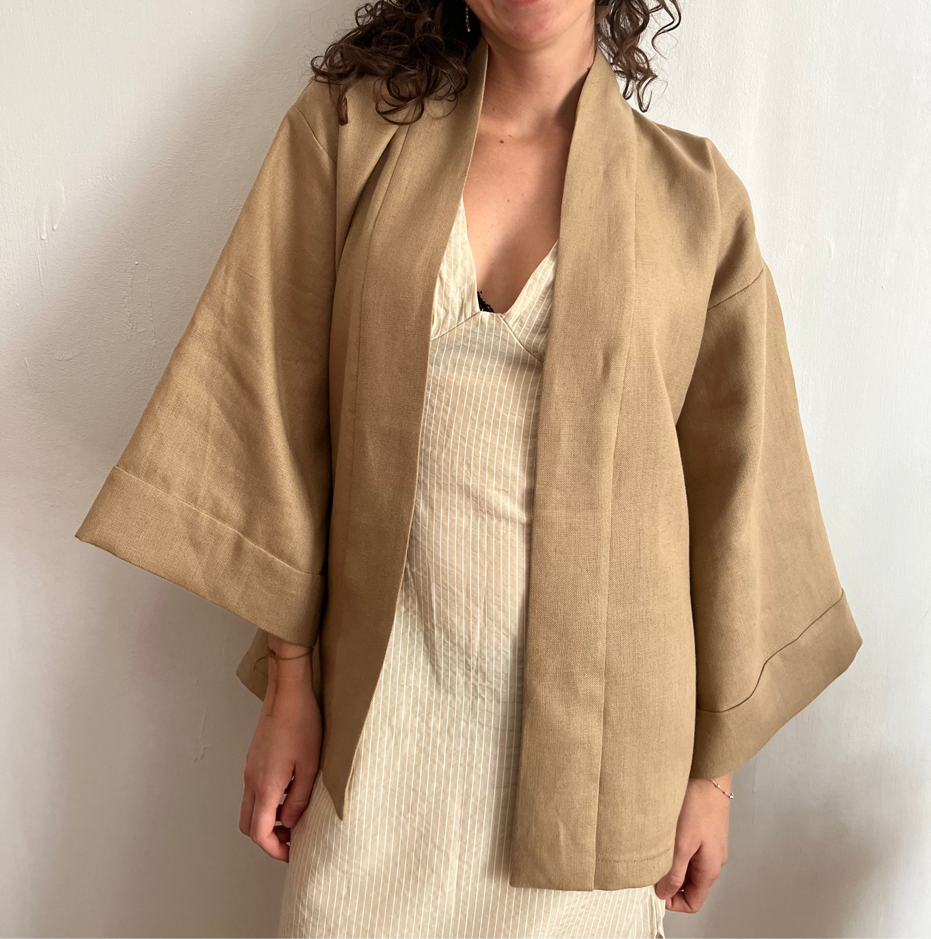 Kimono in lino Nocciola