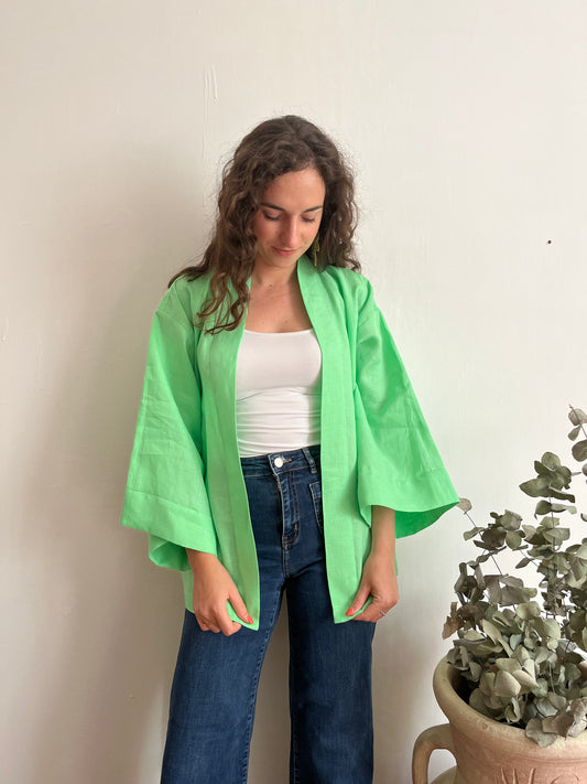 Kimono in lino Verde Menta
