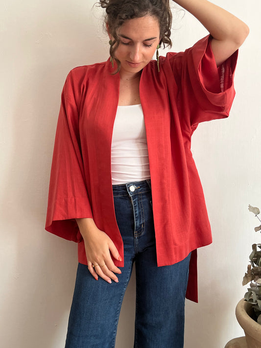 Kimono in lino Rosso Fragola