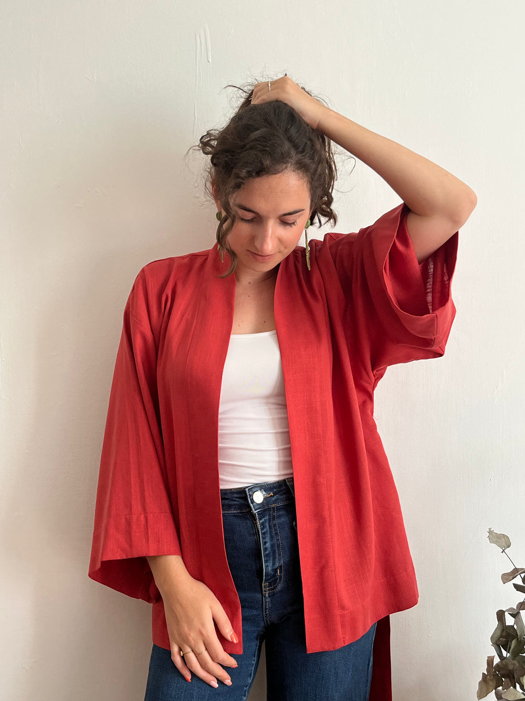 Kimono in lino Rosso Fragola
