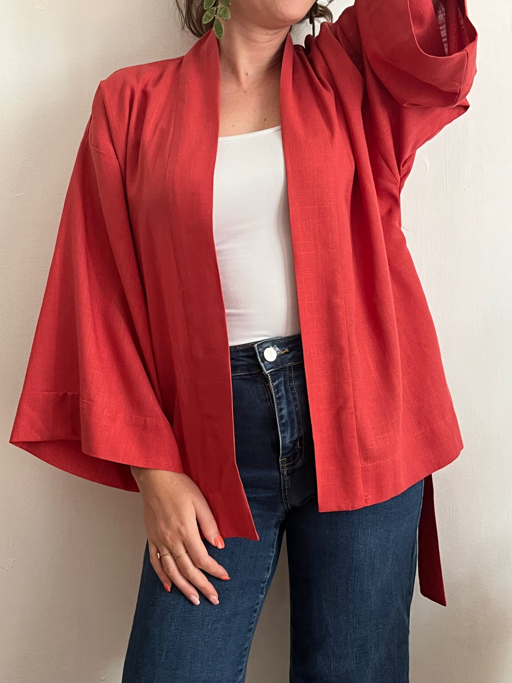 Kimono in lino Rosso Fragola