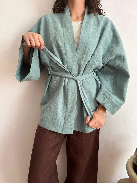 Kimono lino Azzurro Pastello