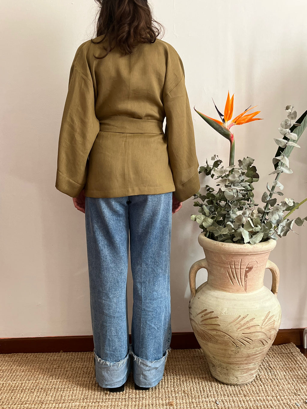 Kimono in lino Verde Oliva