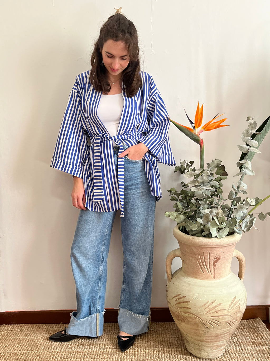 Kimono in lino Marinaio Blu