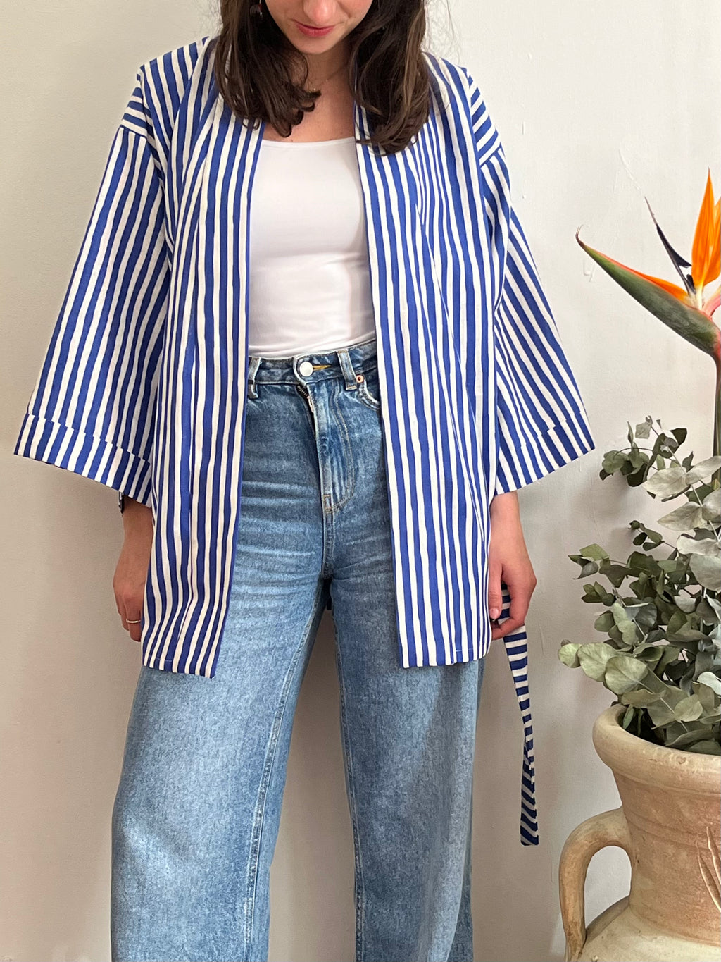 Kimono in lino Marinaio Blu