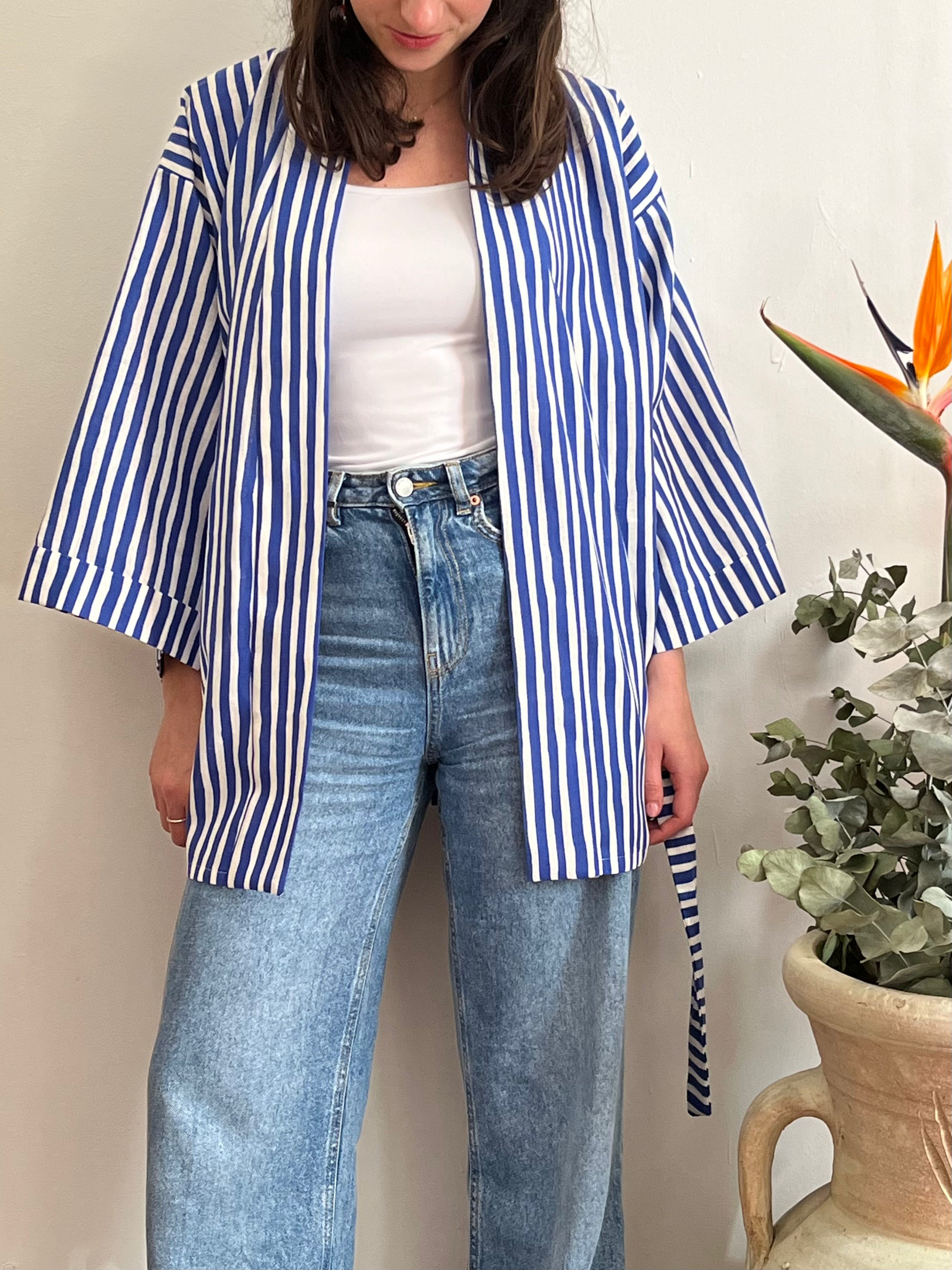 Kimono in lino Marinaio Blu