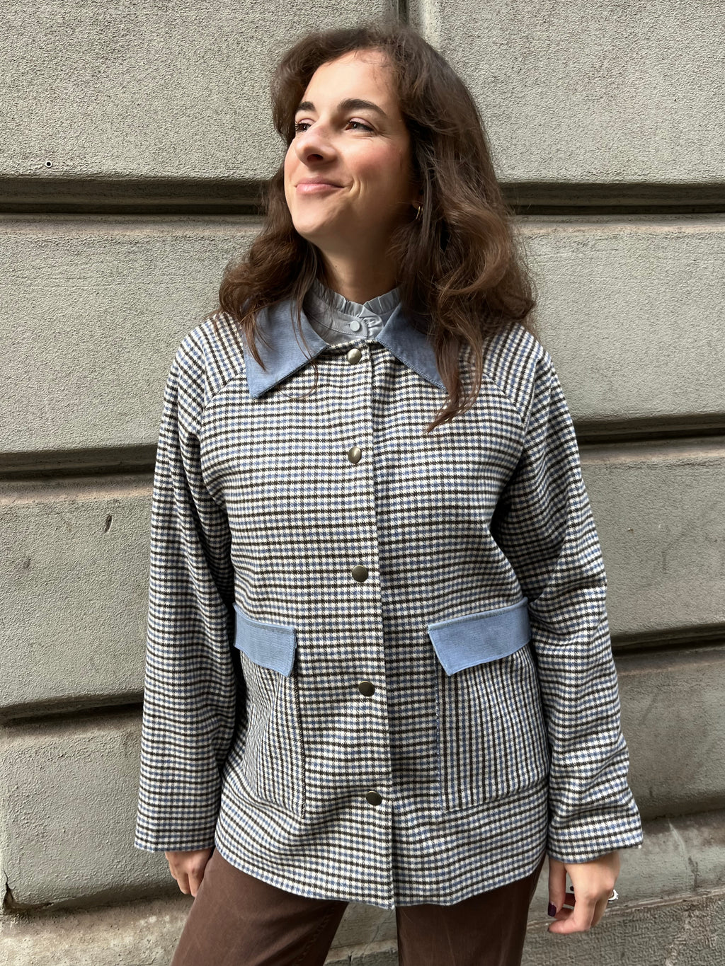 Giacchetta in lana Quadretti Cielo