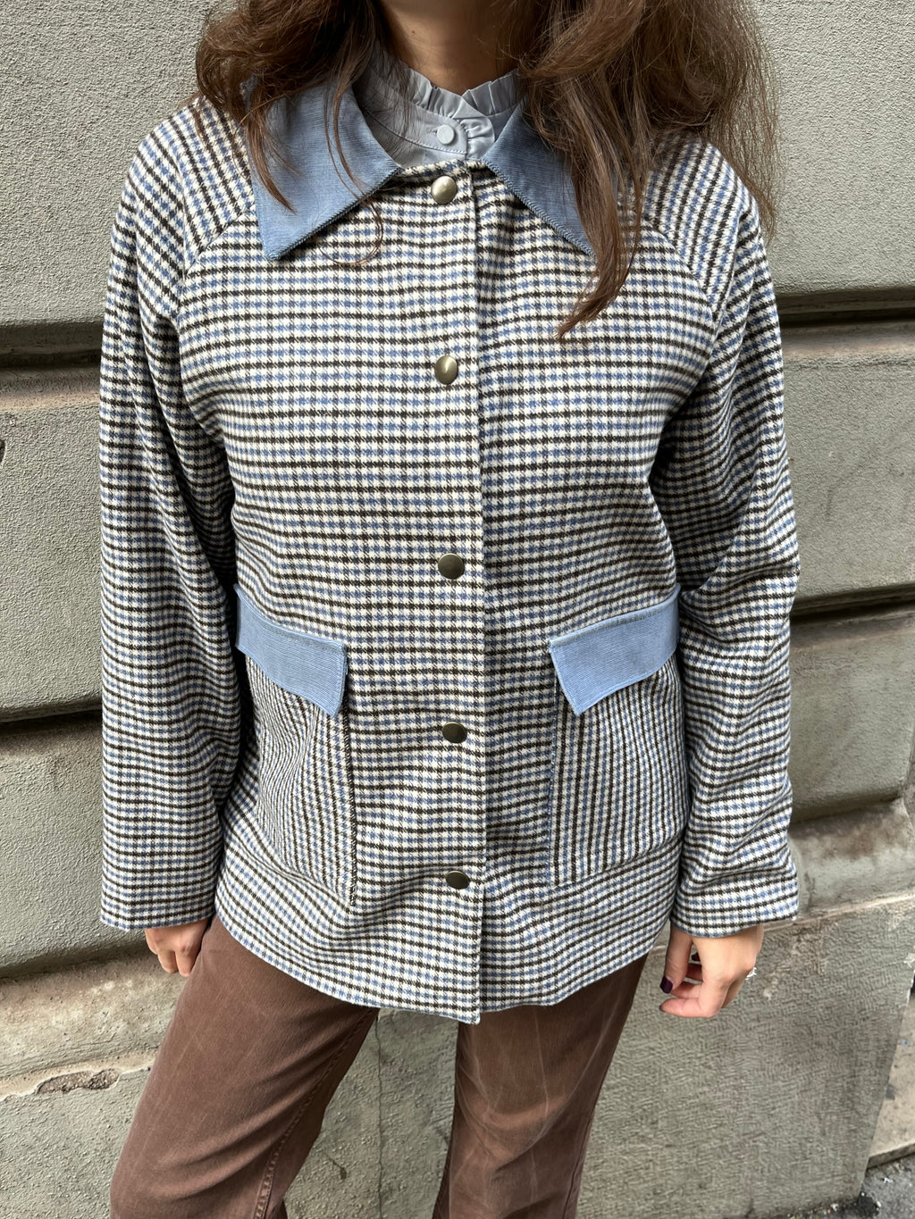 Giacchetta in lana Quadretti Cielo