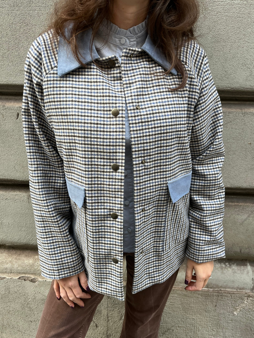 Giacchetta in lana Quadretti Cielo