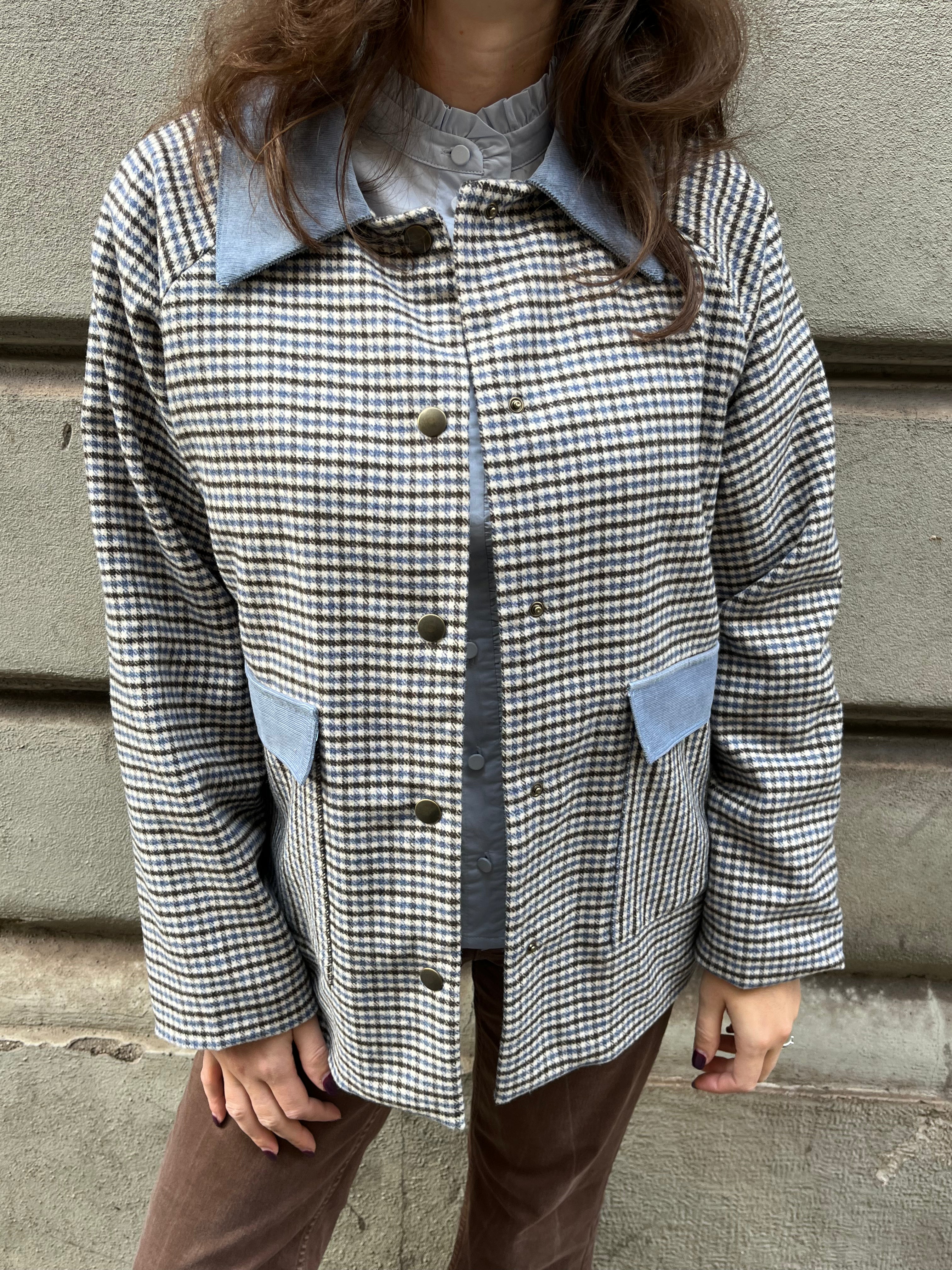 Giacchetta in lana Quadretti Cielo
