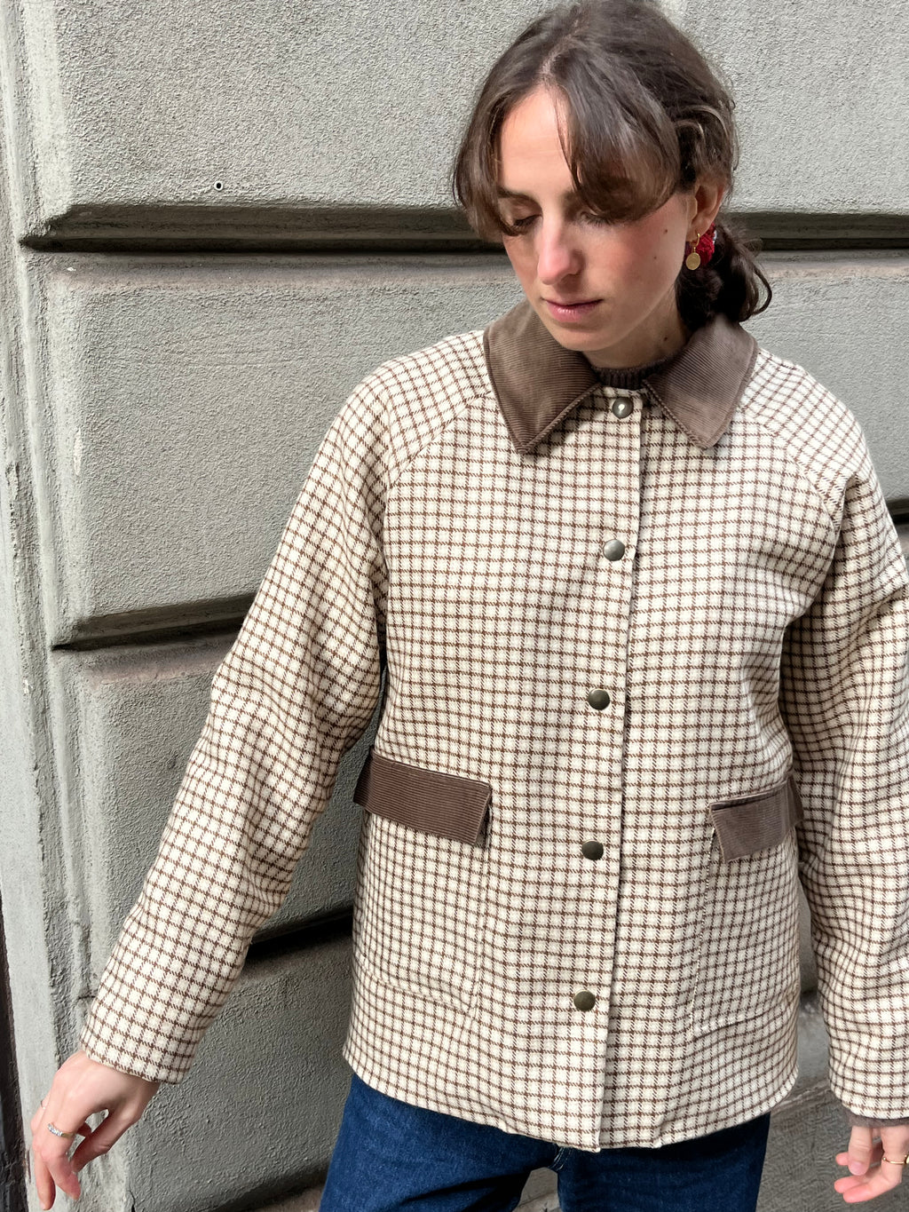 Giacchetta in lana Quadretti Castagna