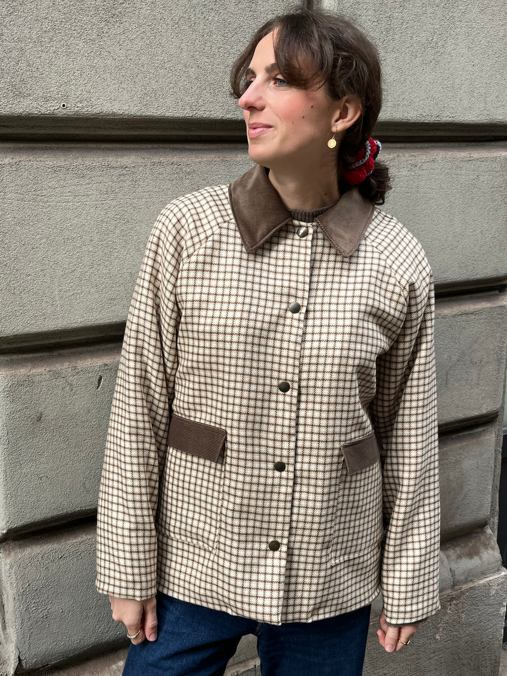 Giacchetta in lana Quadretti Castagna