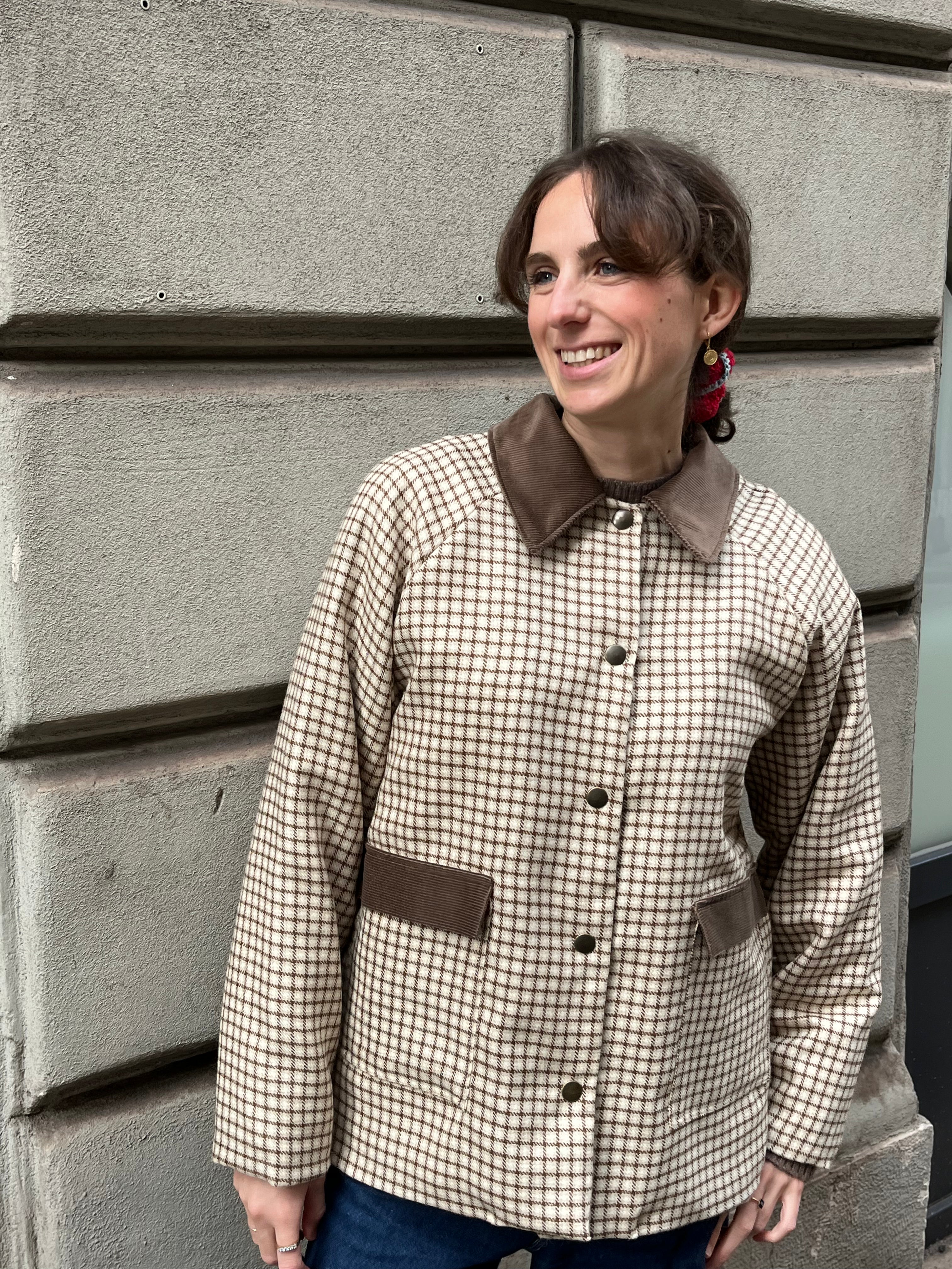 Giacchetta in lana Quadretti Castagna