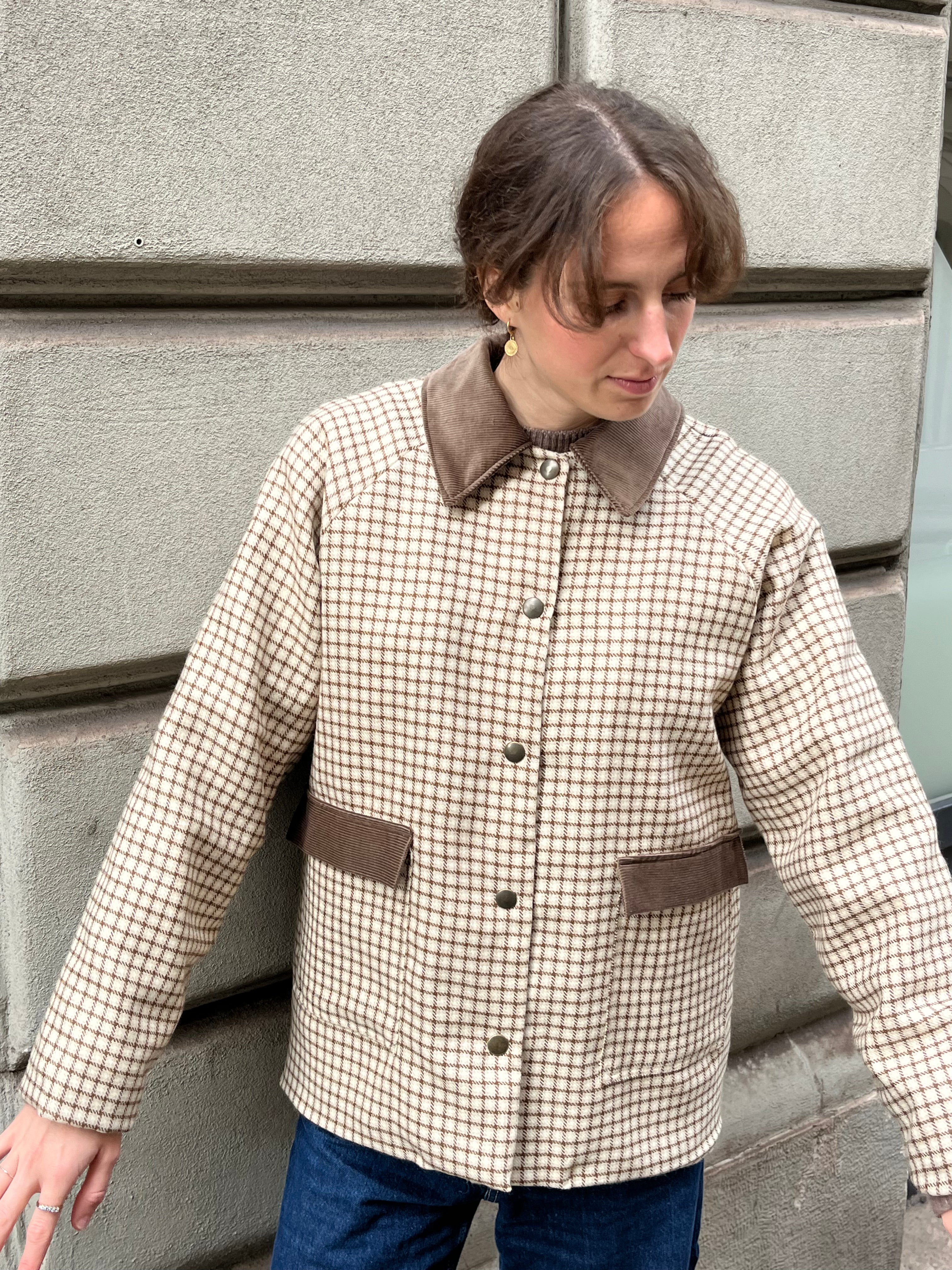 Giacchetta in lana Quadretti Castagna