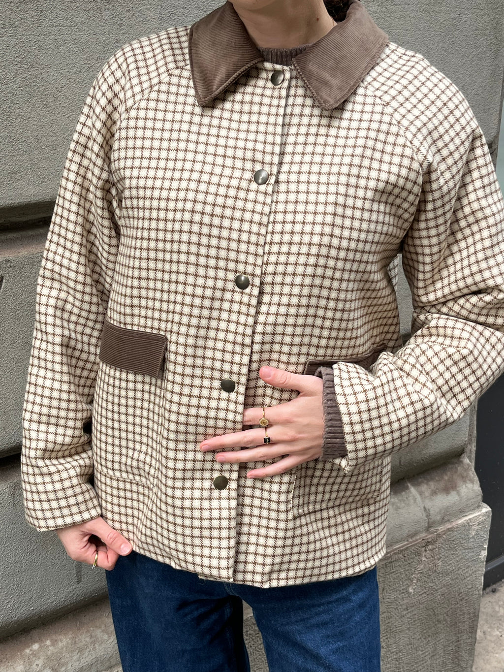 Giacchetta in lana Quadretti Castagna