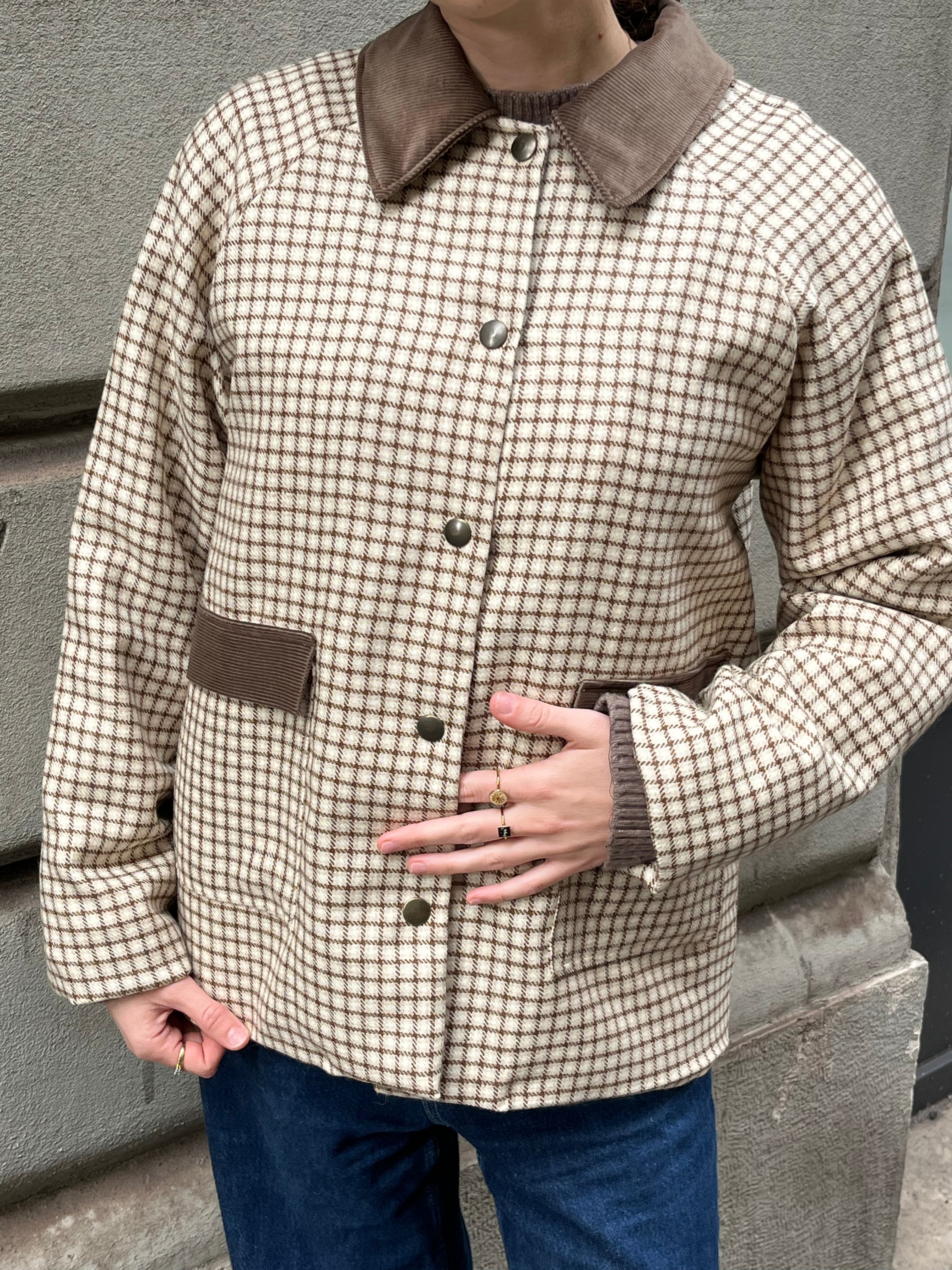 Giacchetta in lana Quadretti Castagna