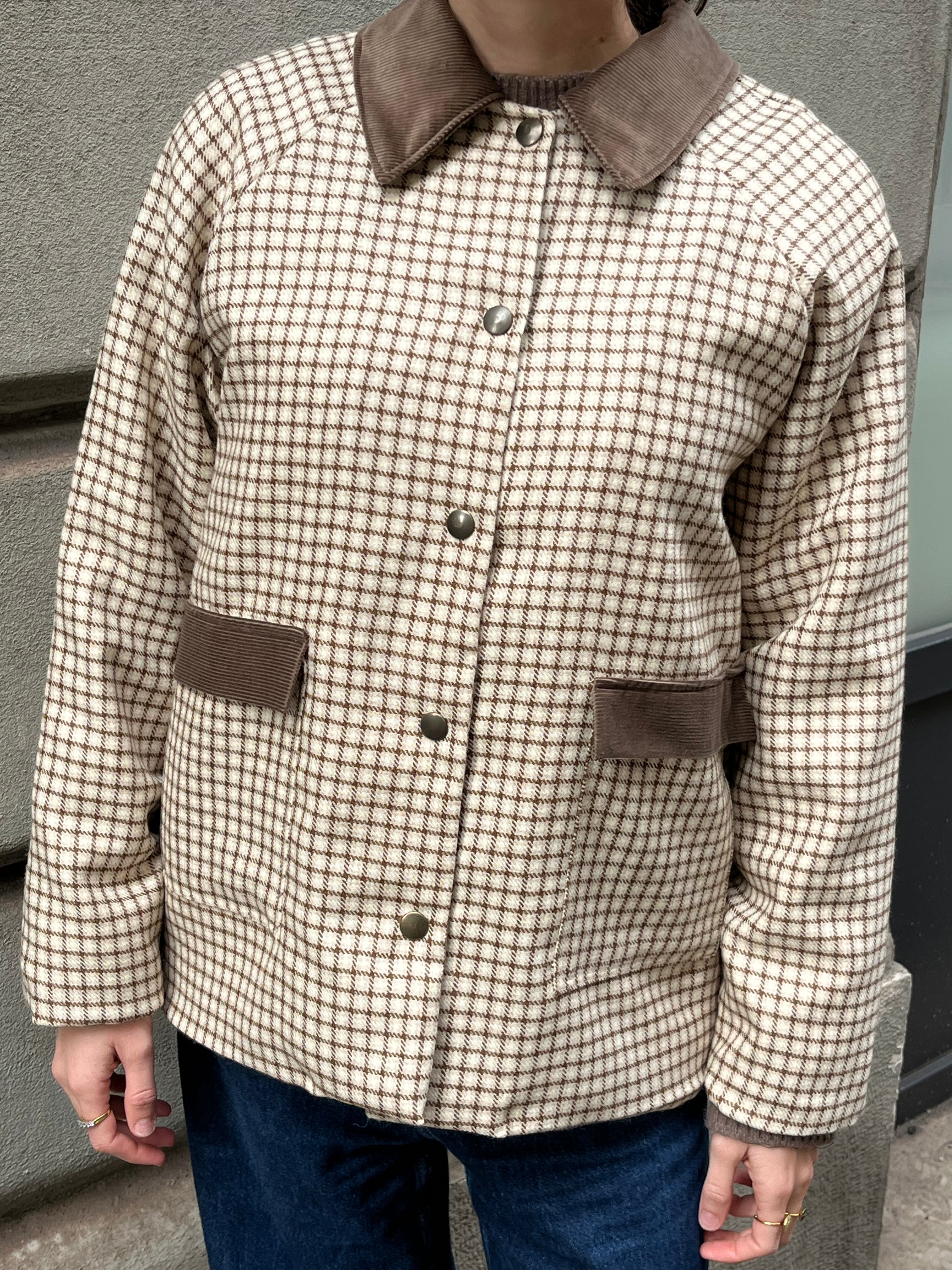 Giacchetta in lana Quadretti Castagna