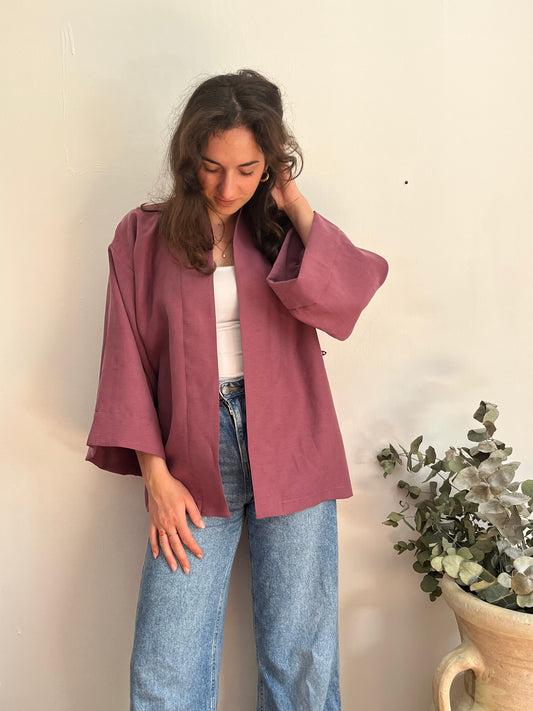 Kimono in lino malva