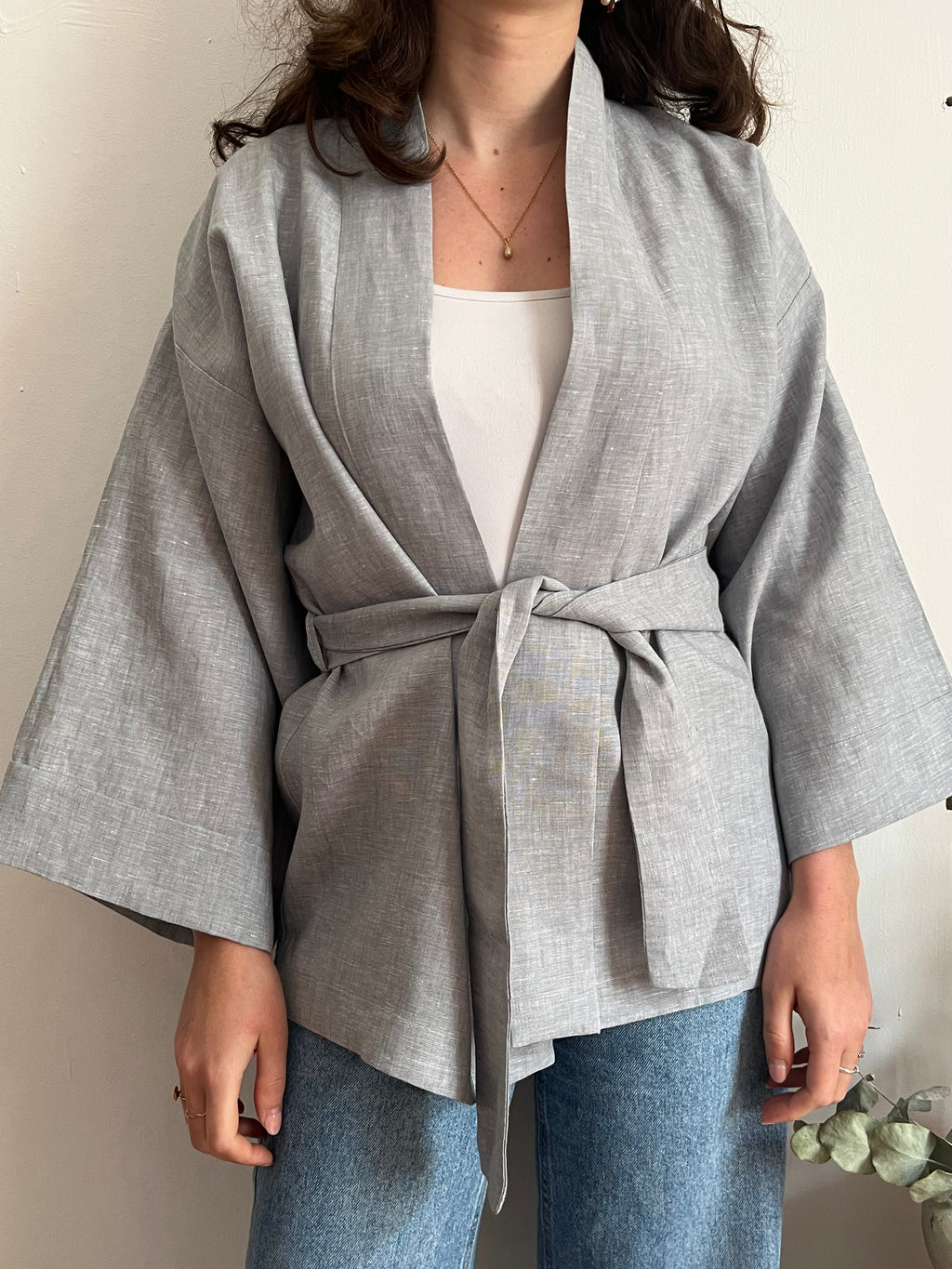 Kimono in lino grigio