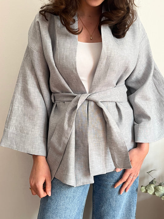 Kimono in lino grigio