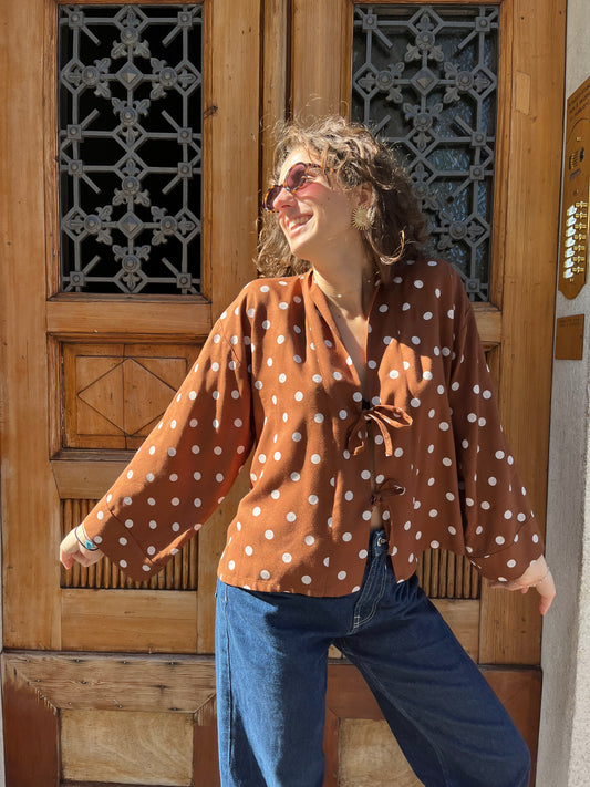 Kimono camicia a pois