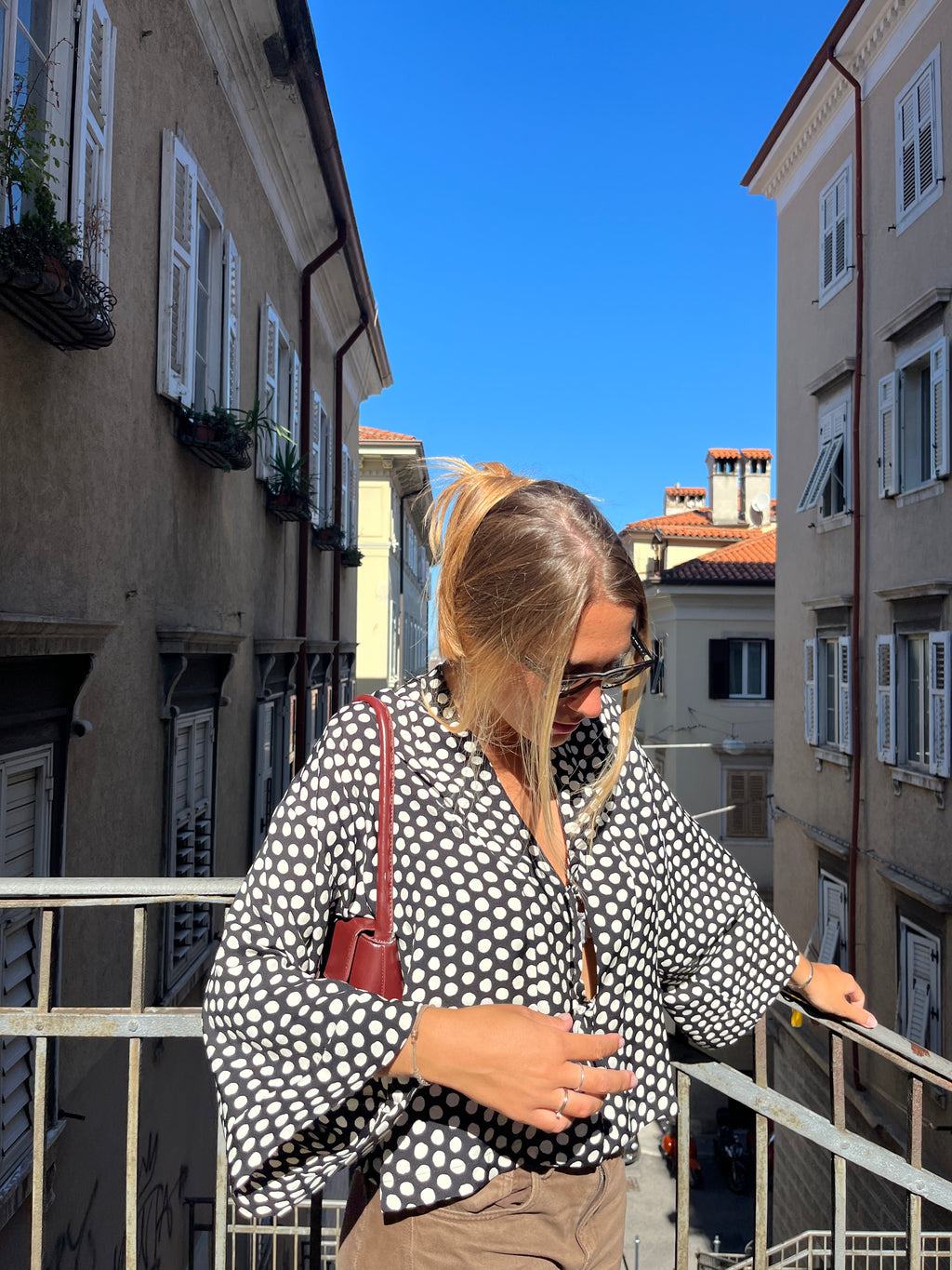 Kimono camicia a pois nero