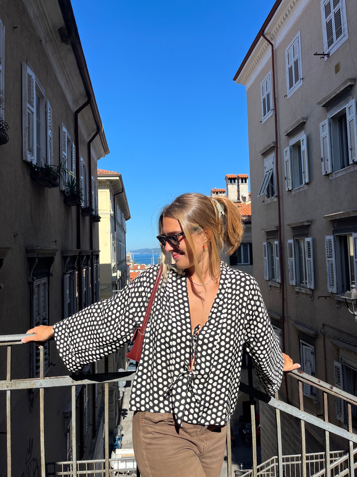 Kimono camicia a pois nero