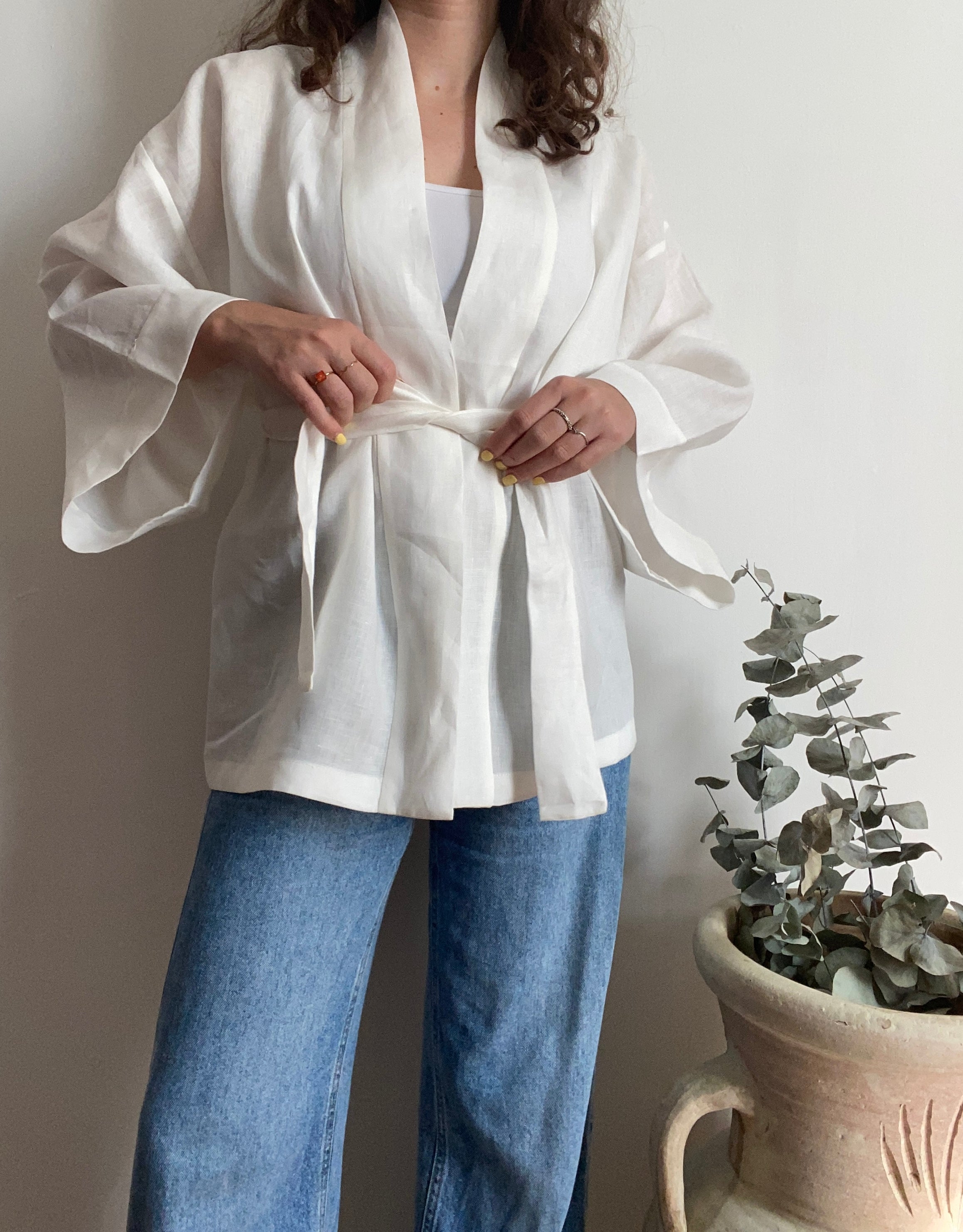 Kimono in lino Bianco