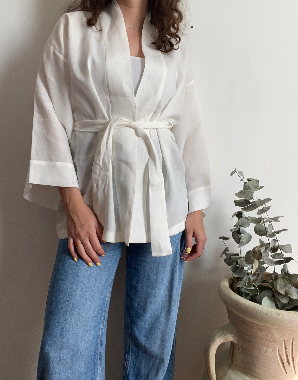 Kimono in lino Bianco